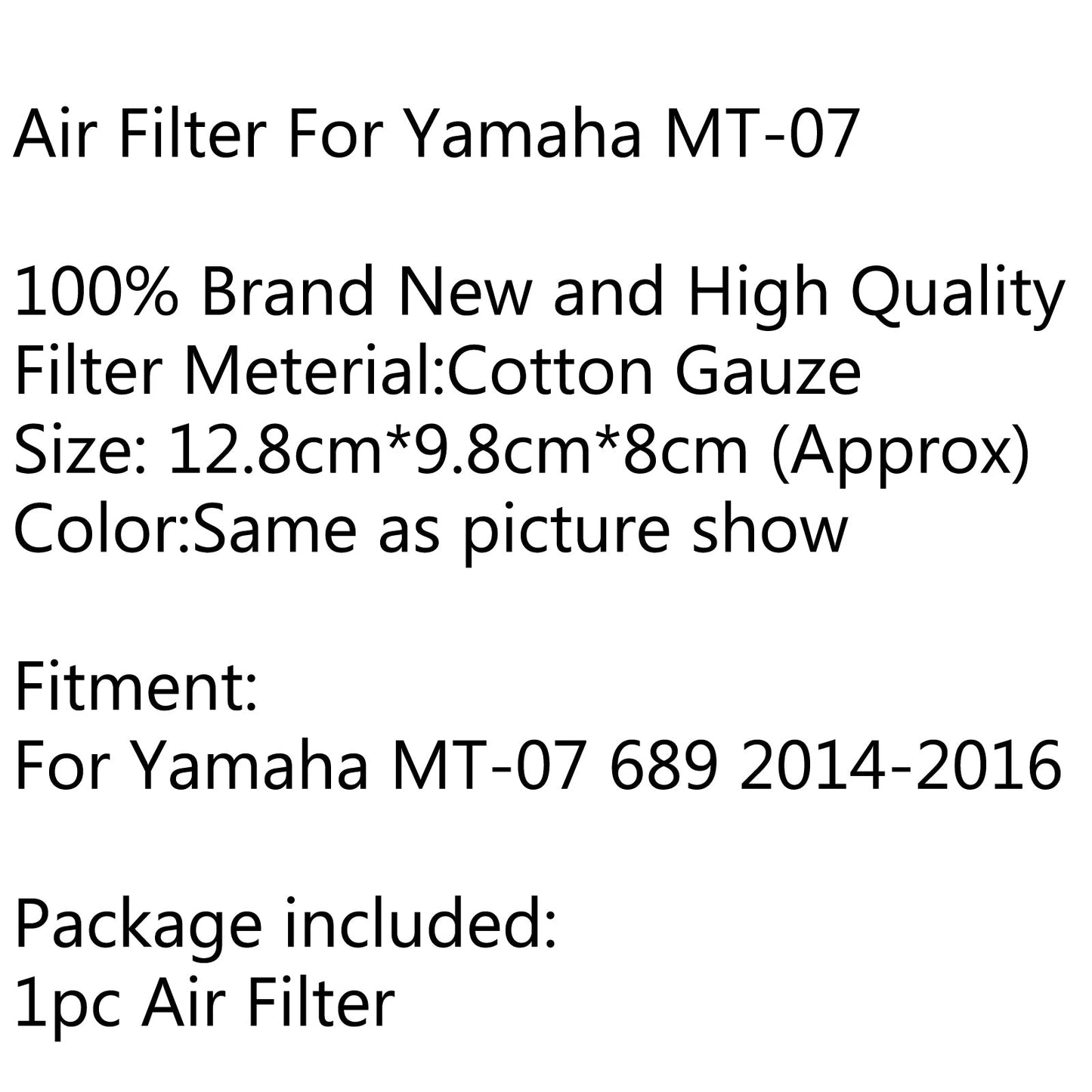 High Flow Replacement Air Filter For Yamaha MT-07 MT 07 689 2014-2016