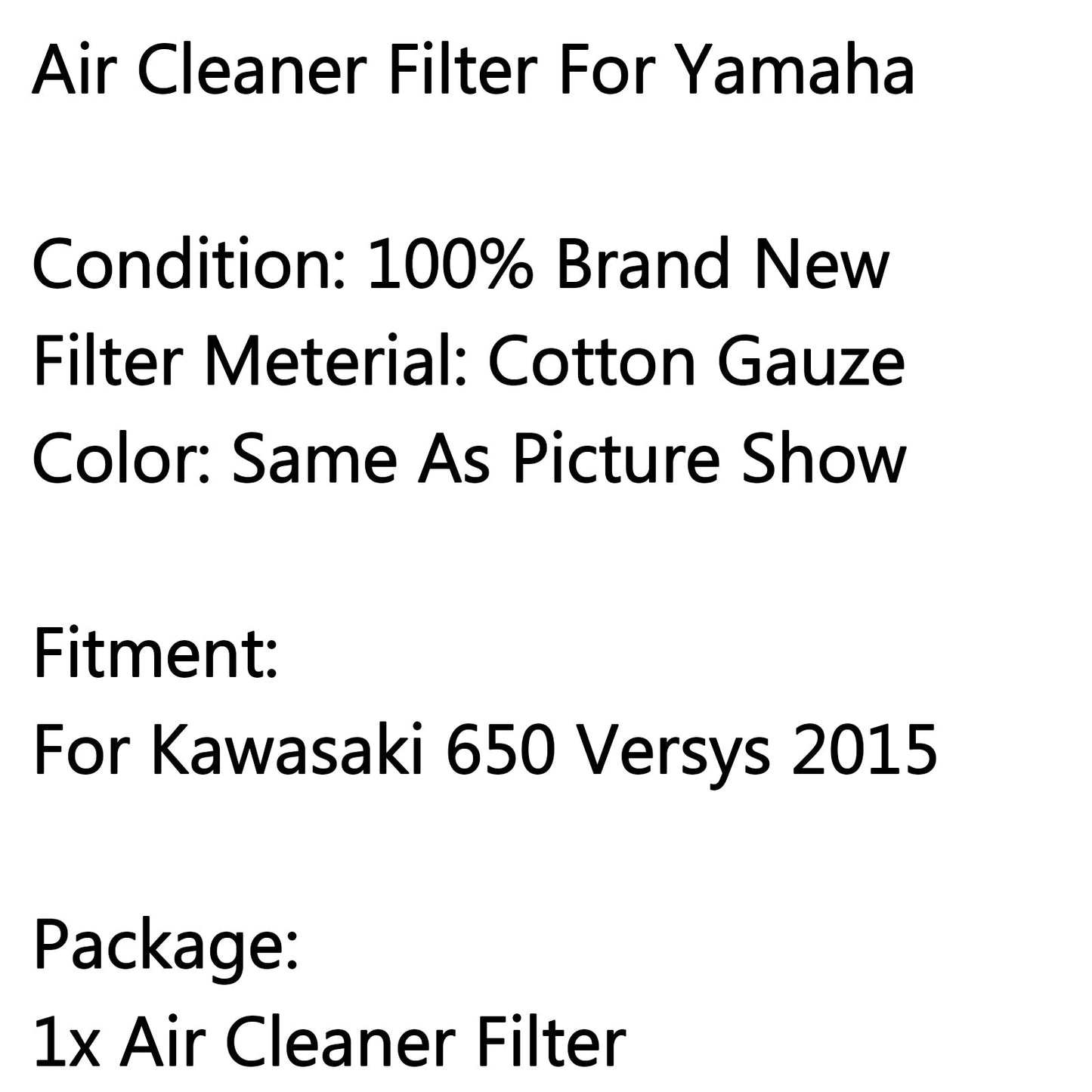 Motorcycle High Flow Air Filter Air Cleaner For Kawasaki 650 Versys 2015