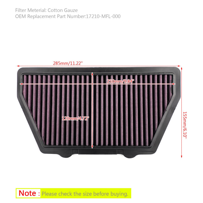 Air Intake Filter Cleaner For Honda CBR1000RR Fireblade 08-16 17210-MFL-000