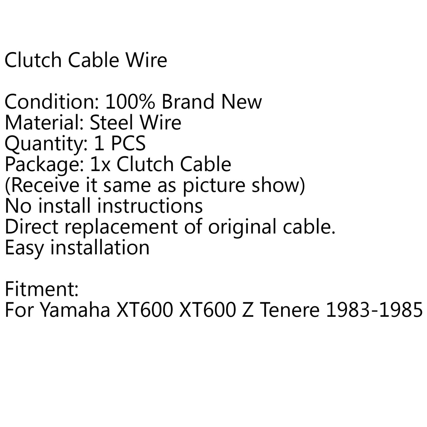 New Clutch Cable Replacement For Yamaha XT 600 Z Tenere XT600Z 1983-1985