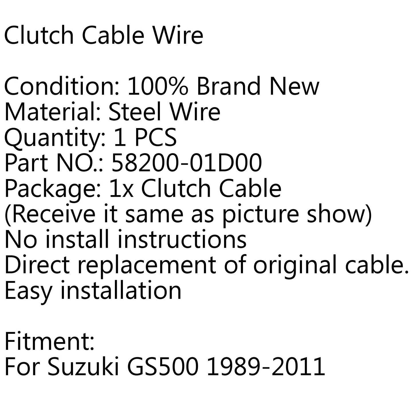New Clutch Control Cable Steel Wire For Suzuki 58200-01D00 GS500 1989-2011