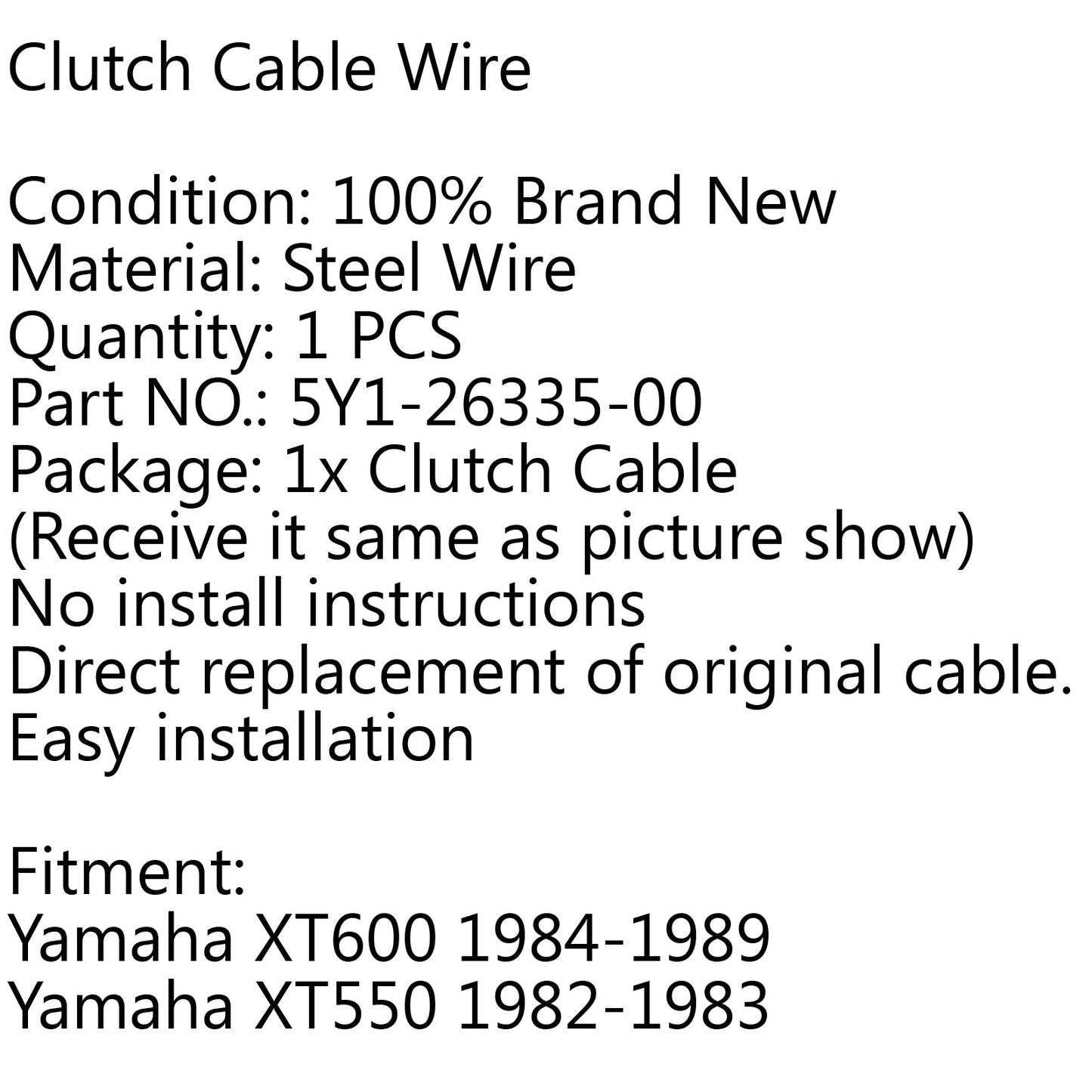 New Clutch Cable Replacement For Yamaha XT600 1984-1989 XT550 1982-1983