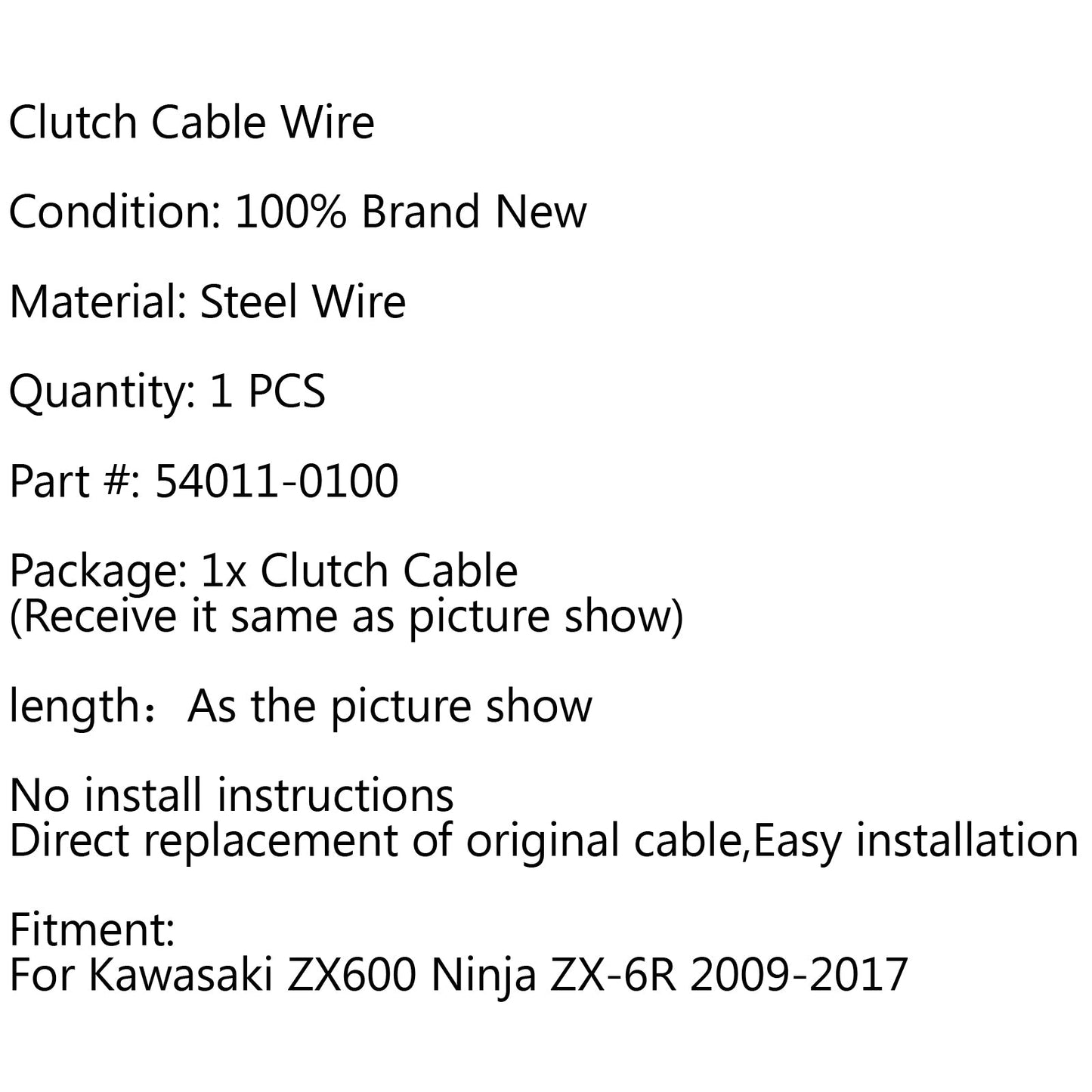 Clutch Cable Replacement For Kawasaki ZX600 Ninja ZX-6R 2009-2017 2010 2012
