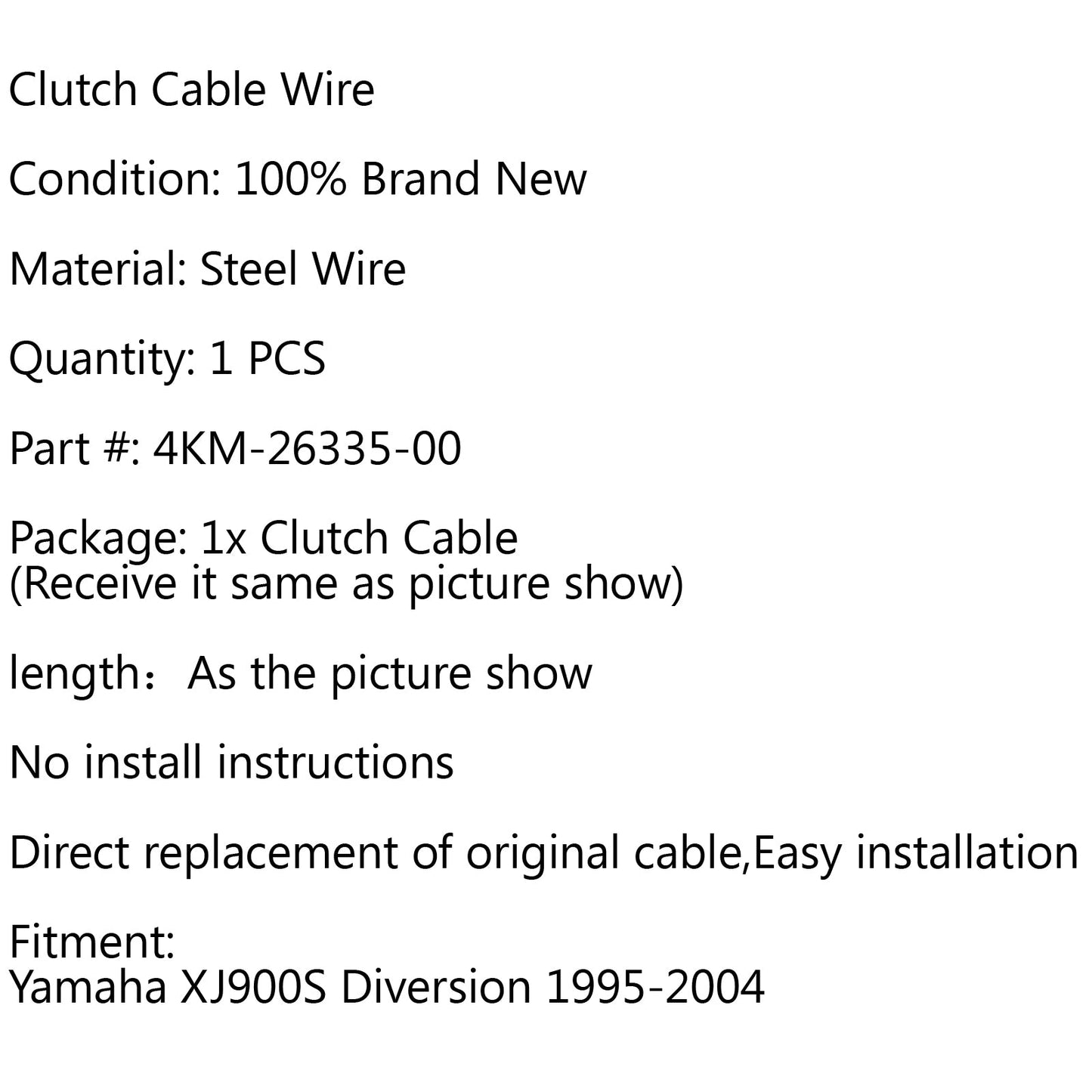 Clutch Cable Replacement 4KM-26335-00 For Yamaha XJ900S Diversion 1995-2004