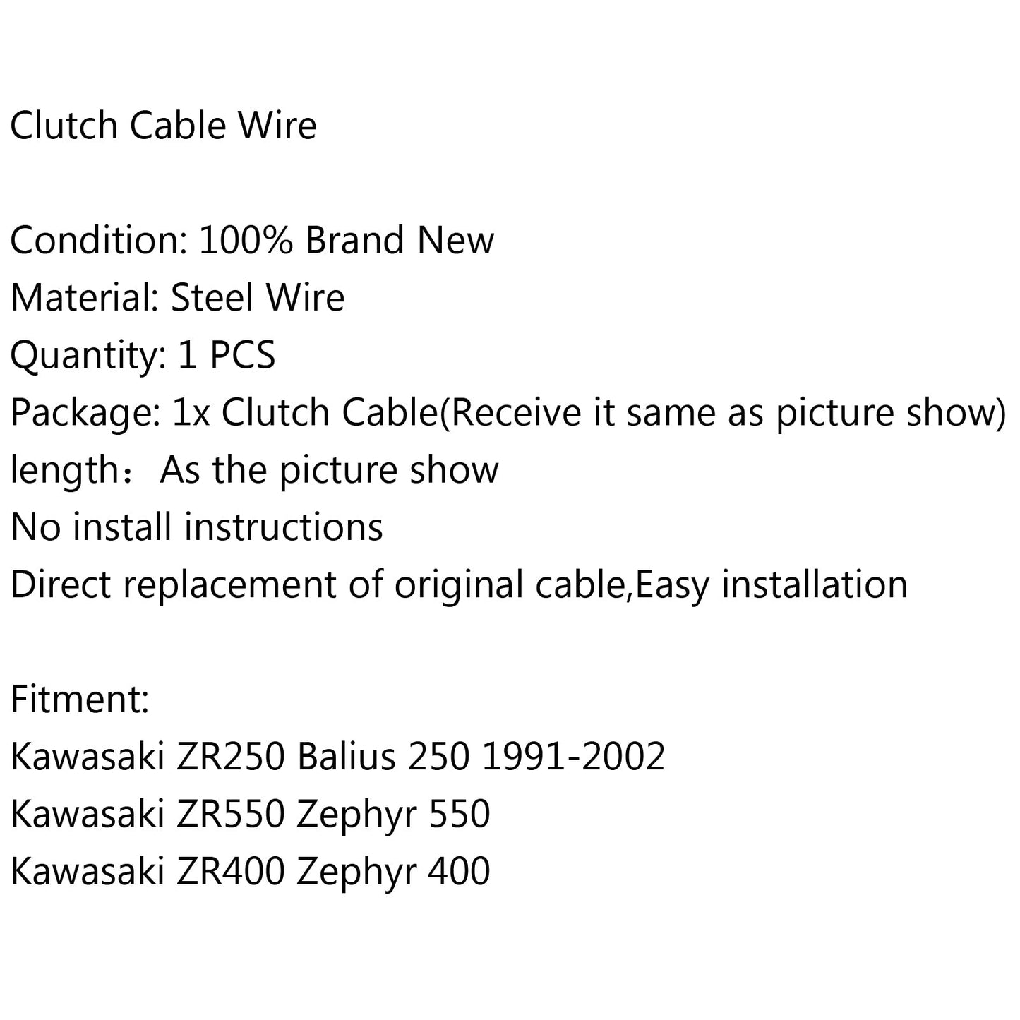 Clutch Cable For Kawasaki ZR250 Balius 250 91-02 ZR550 ZR400 Zephyr 550 400