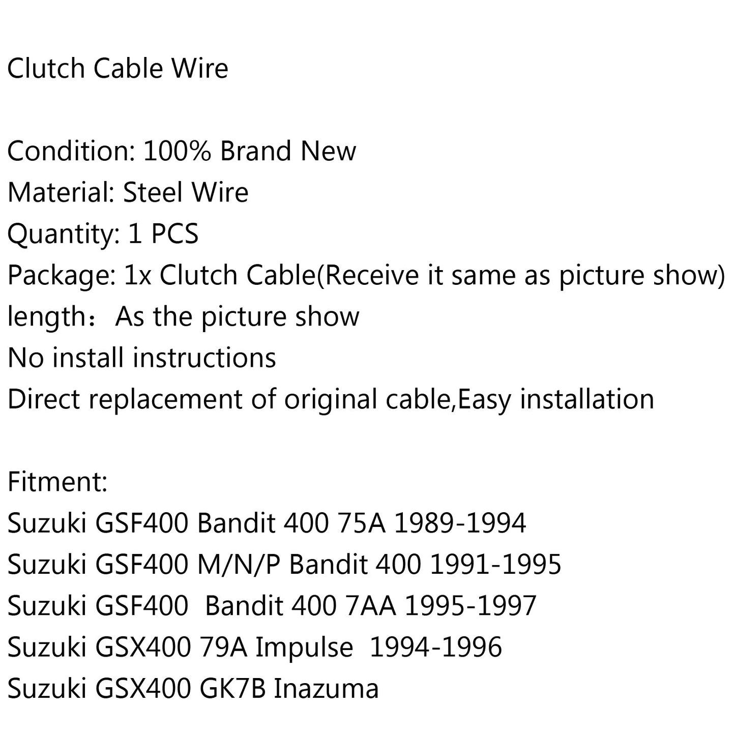 Clutch Cable For Suzuki GSF400 M/N/P Bandit 400 75A GSX400 79A GK7B Inazuma