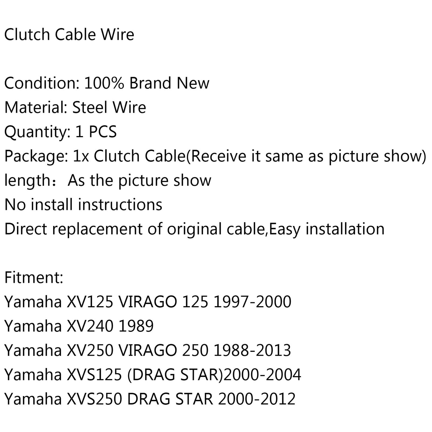 Clutch Cable For Yamaha XV125 VIRAGO 125 1997-2000 XV240 1989 XV250 XVS125