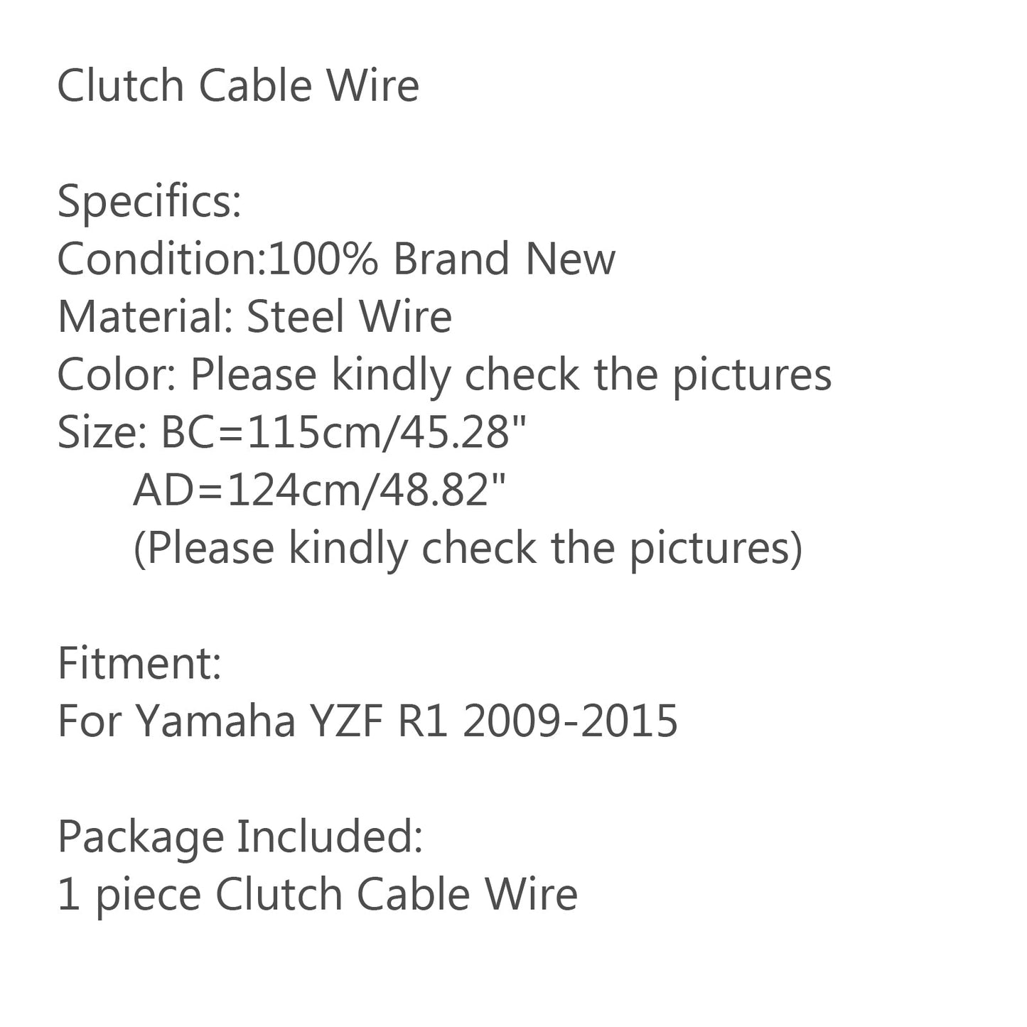 Motorcycle Wire Steel Clutch Cable Replacement For Yamaha YZF R1 2009-2015 Generic