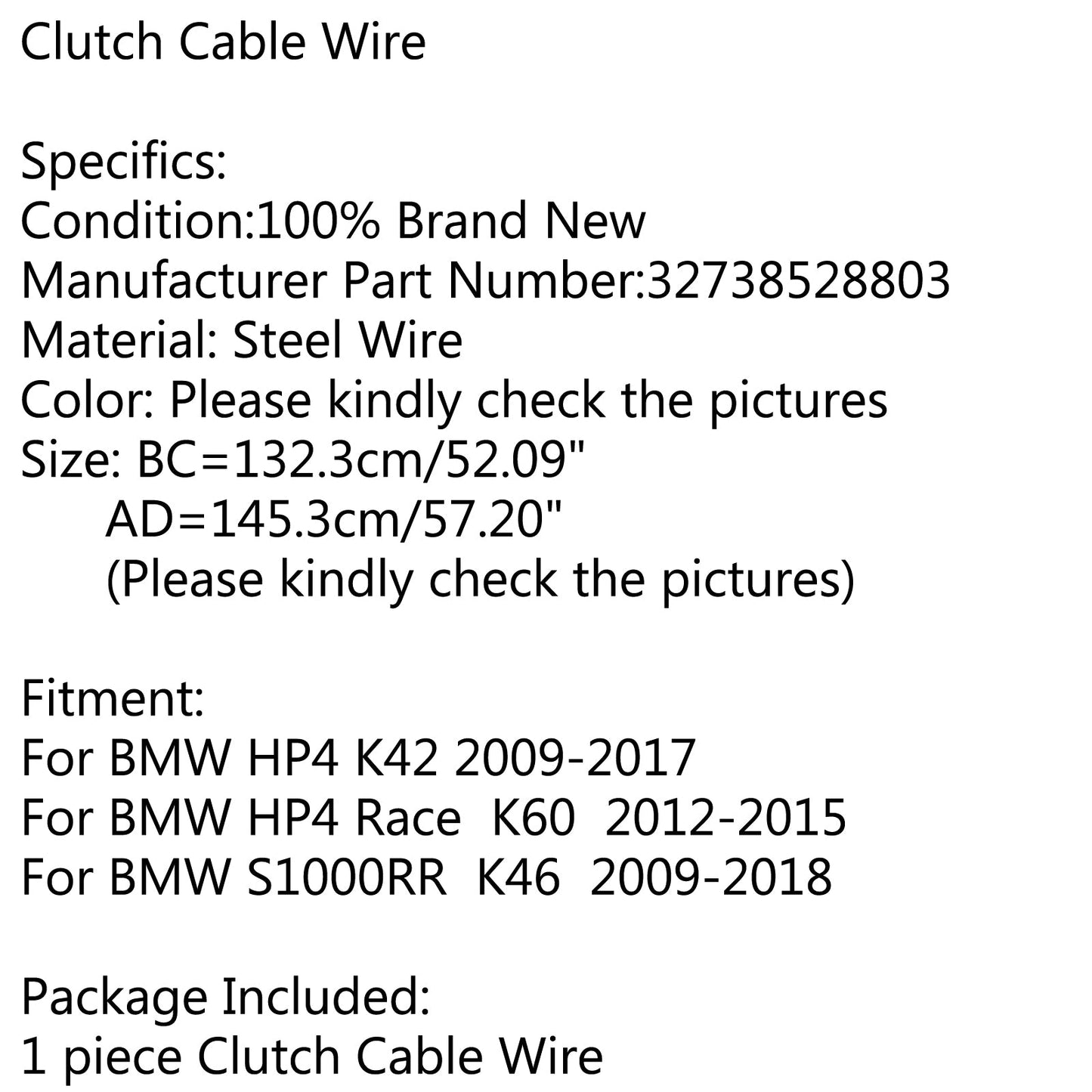 Motorcycle Wire Steel Clutch Cable Replacement For BMW HP4 K42 S1000RR K46