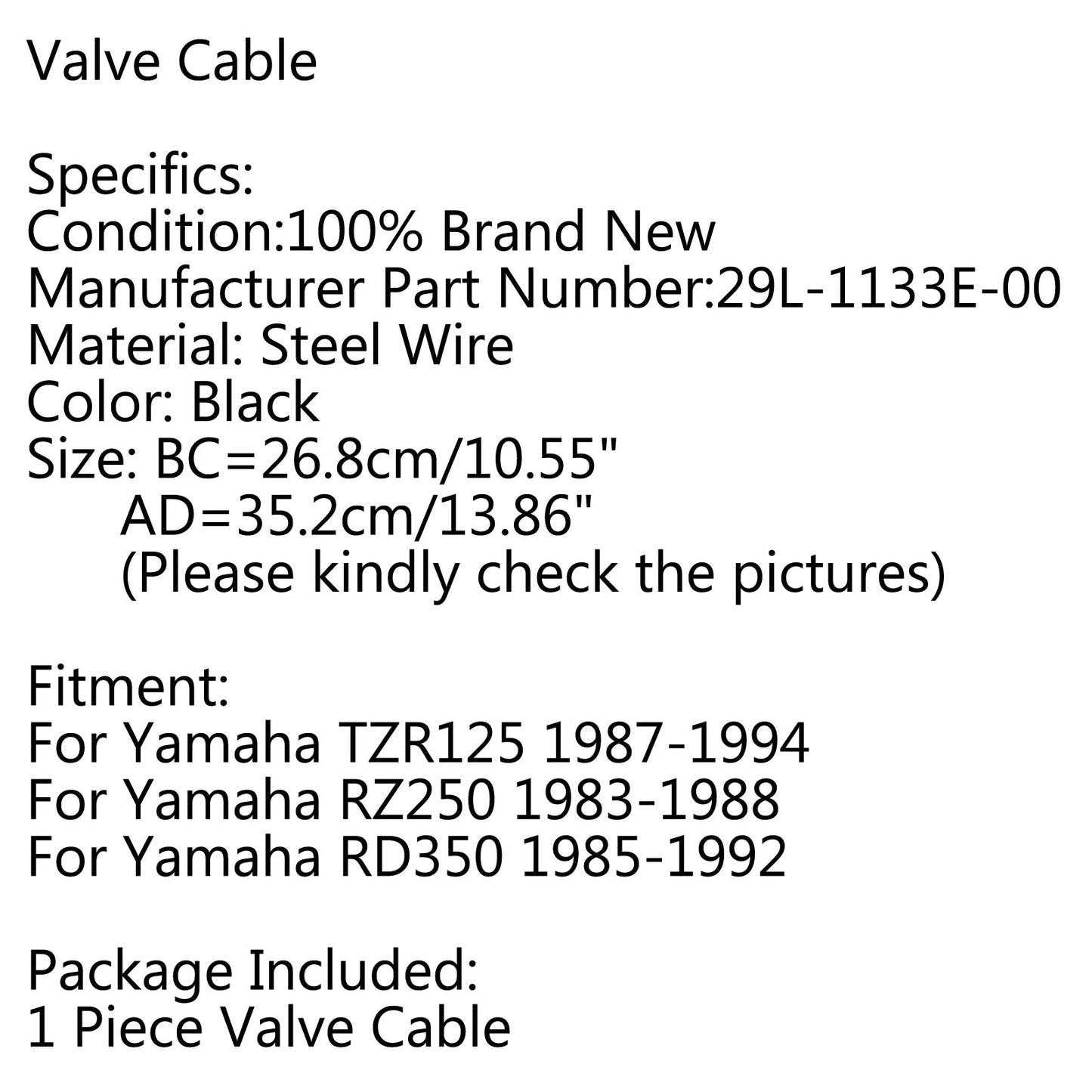 Valve Cable Wire Pulley 29L-1133E-00 For Yamaha TZR125 1987-1994 RD350 1985-1992