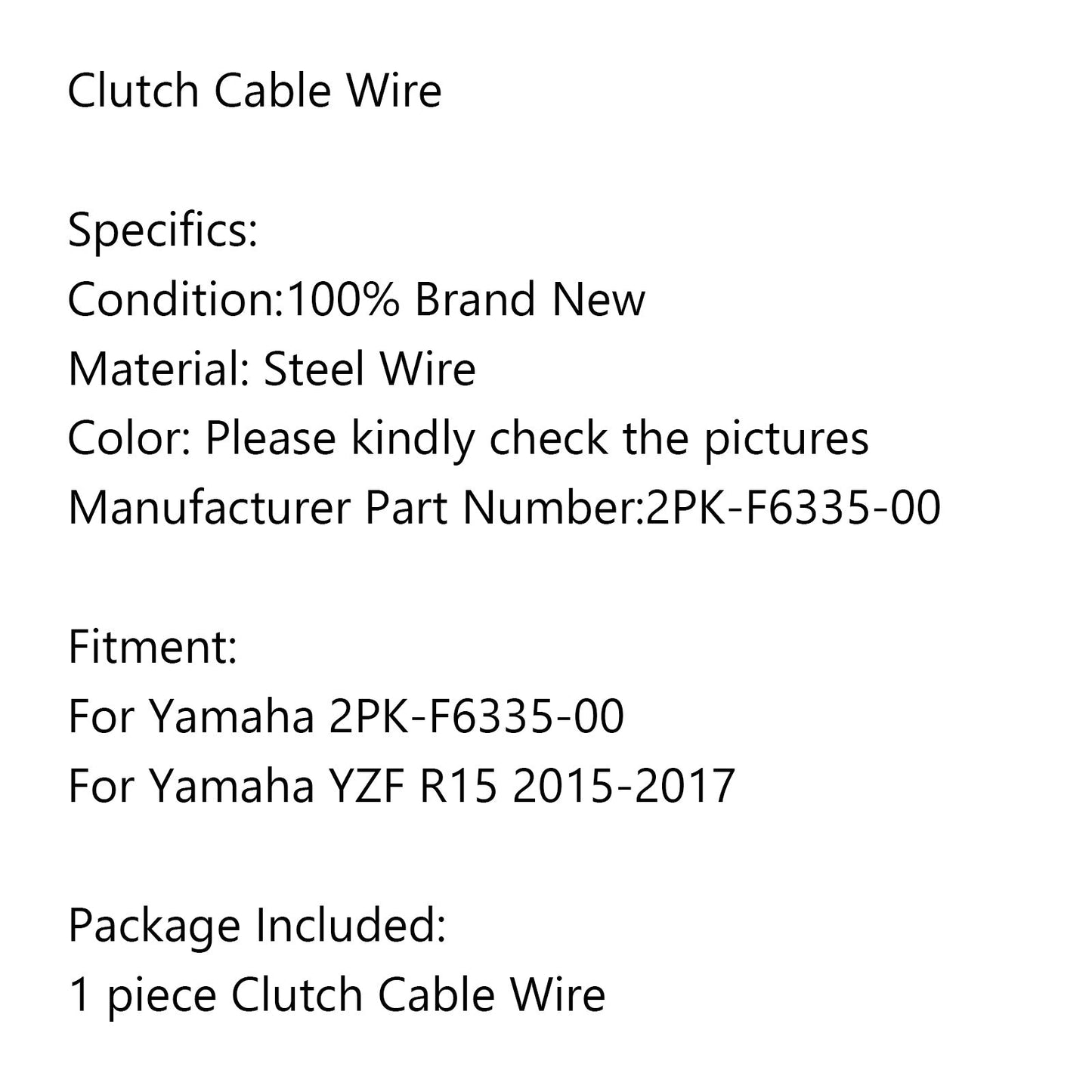 Motorcycle Clutch Cable Replacement 2PK-F6335-00 for Yamaha YZF R15 2015-2017