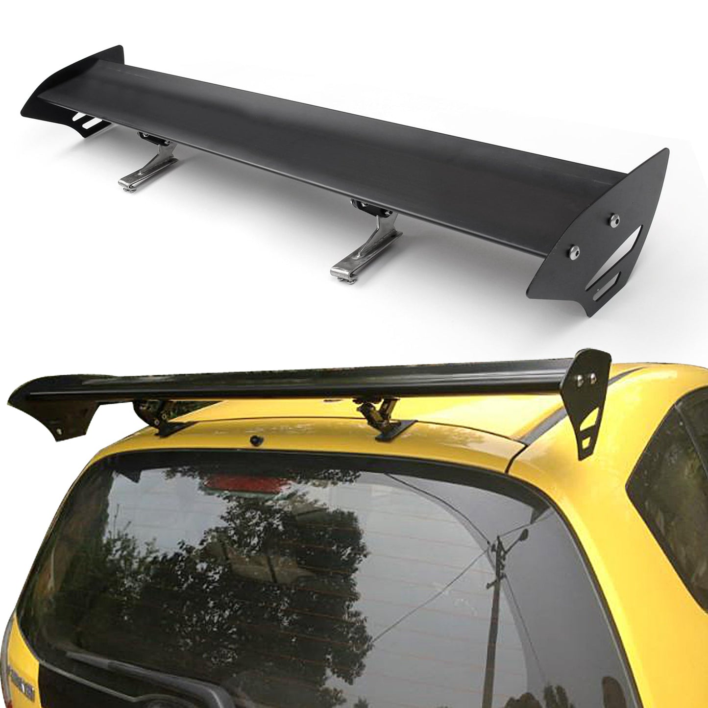 Universal Hatch Adjustable Aluminum GT Rear Trunk Wing Racing Spoiler Black 15#