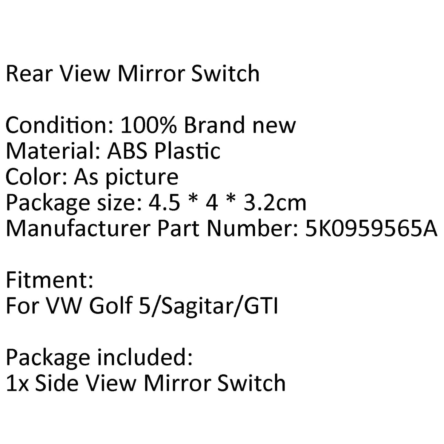 Car Side Folded Rear View Mirror Switch Plating Control Knob For VW Golf 5 GTI Generic