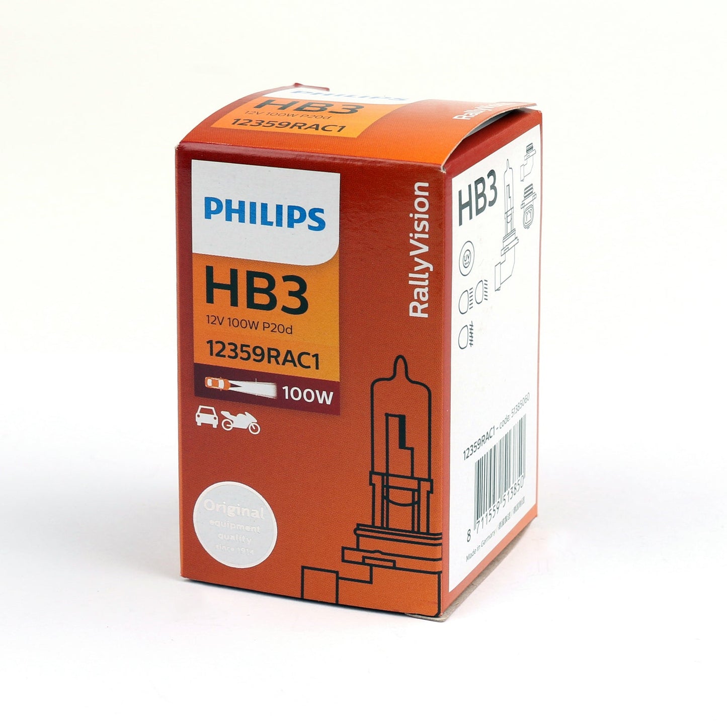 For Philips Rally Vision 12359 9005/HB3 100W 12V P20d Halogen Headlighting Lamp Bulb