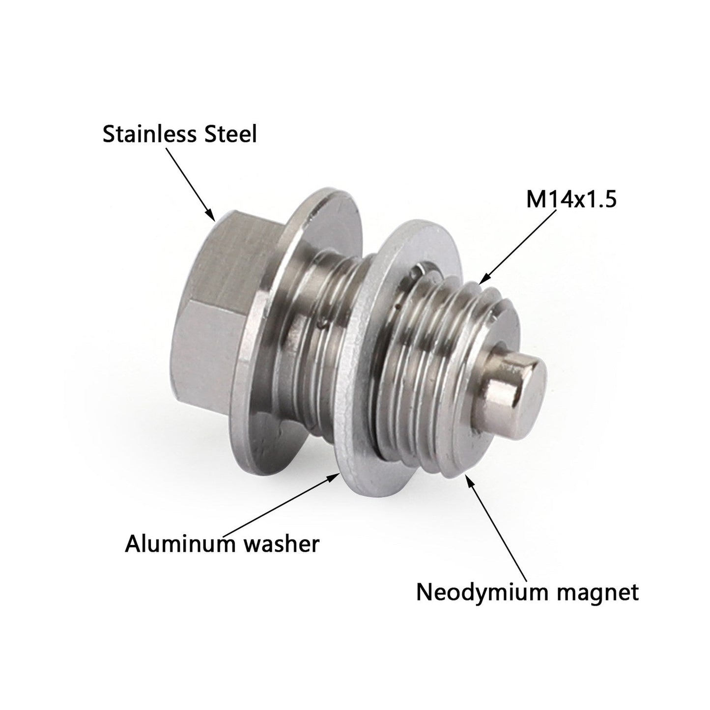 M12X1.25MM Stainless Steel Car Oil Drain Plug with Neodymium Magnet Universal