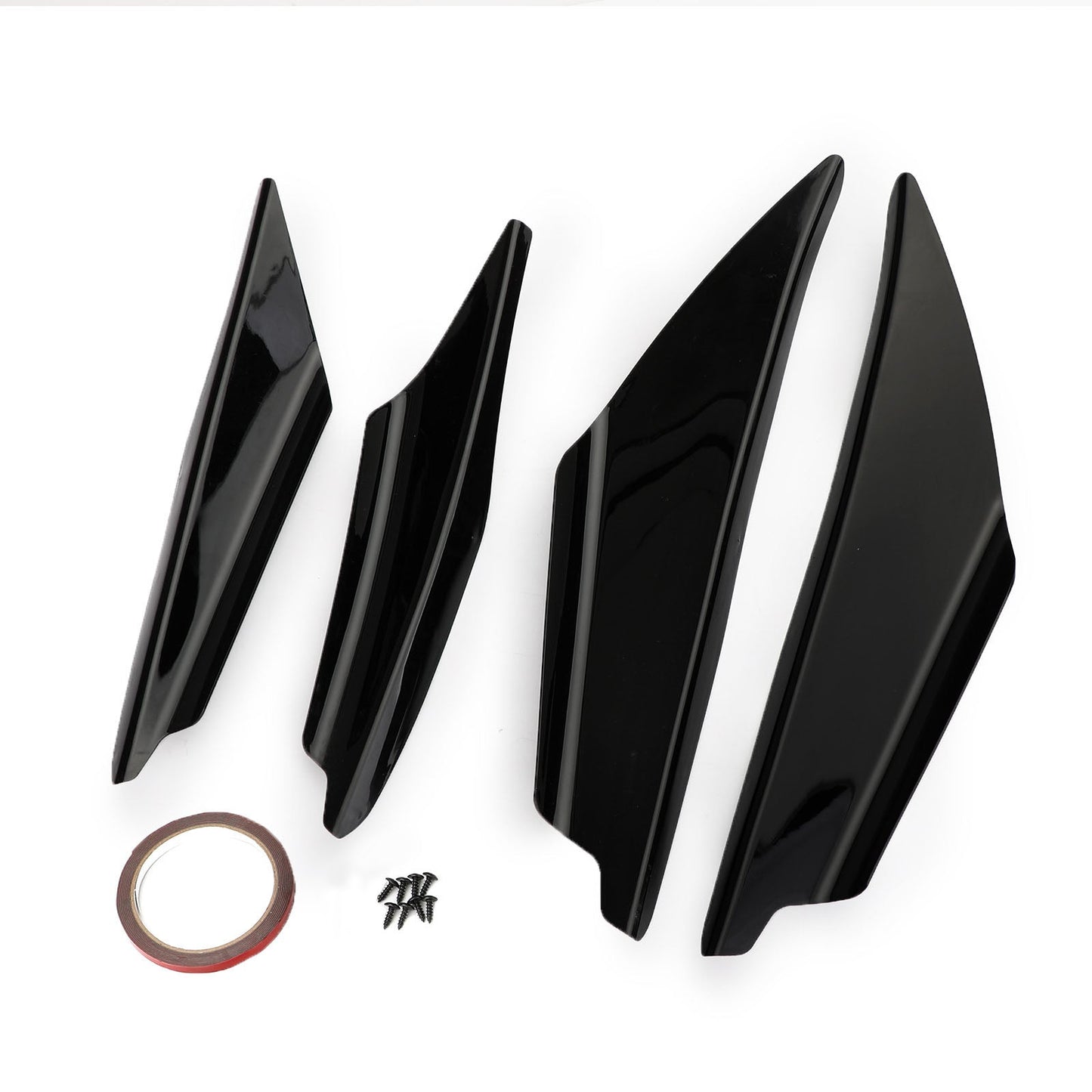 4pcs Universal Gloss Bk Car Front Bumper Fins Body Splitter Spoiler Canards