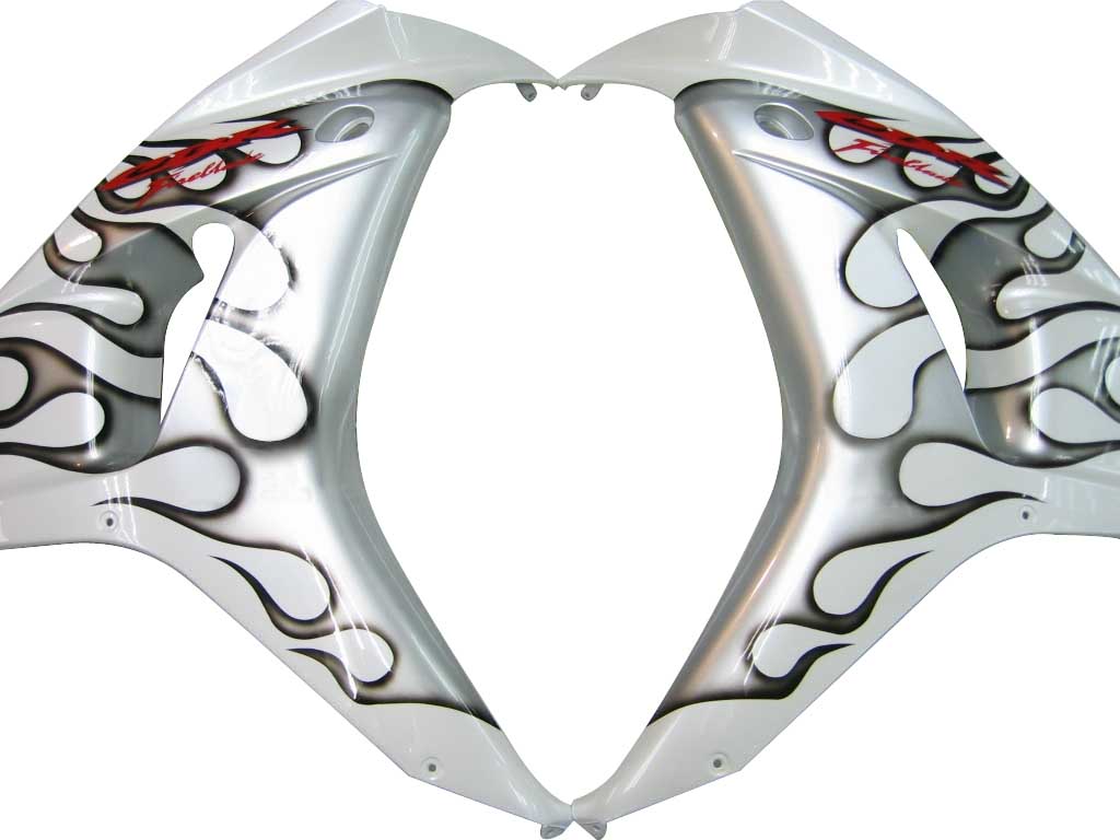 2006-2007 Honda CBR 1000 RR White and Black Silver Flame Racing Amotopart Fairings