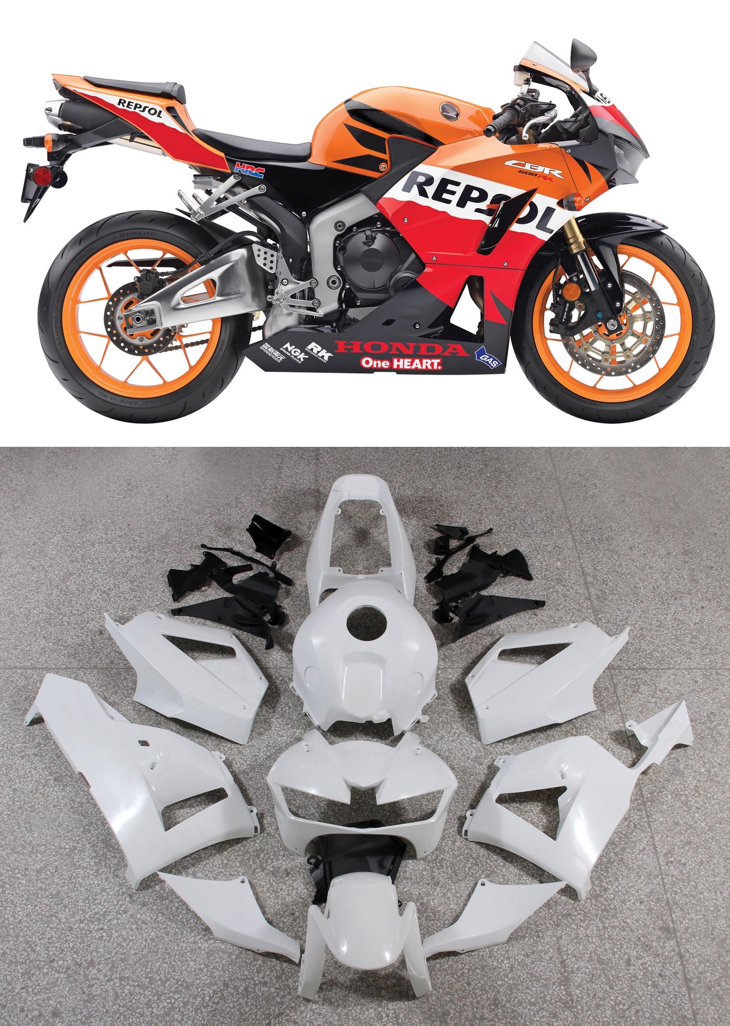 2013-2021 Honda CBR600RR Black CBR Racing Amotopart Fairings
