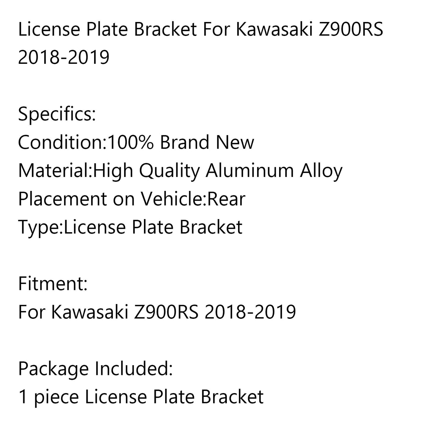 CNC Motorcycle LED License Plate Bracket Holder For Kawasaki Z900RS 2018-2019