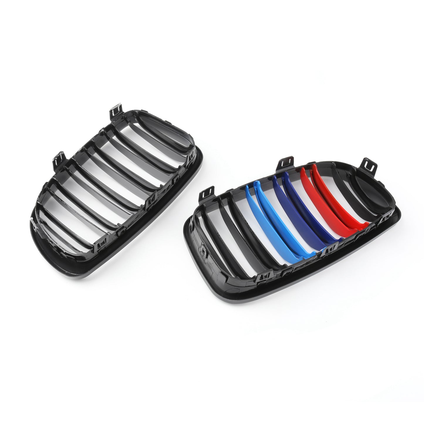 2007-2012 BMW E81 E82 E87 E88 Gloss Black Mcolor Front Bumper Kidney Grille 2Pcs