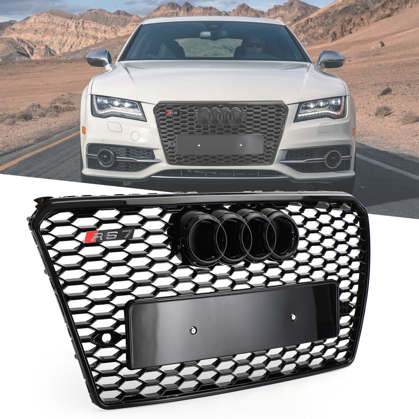 2012-2015 Audi A7/S7 Grille Grill RS7 Style Honeycomb Sport Mesh Hex Black