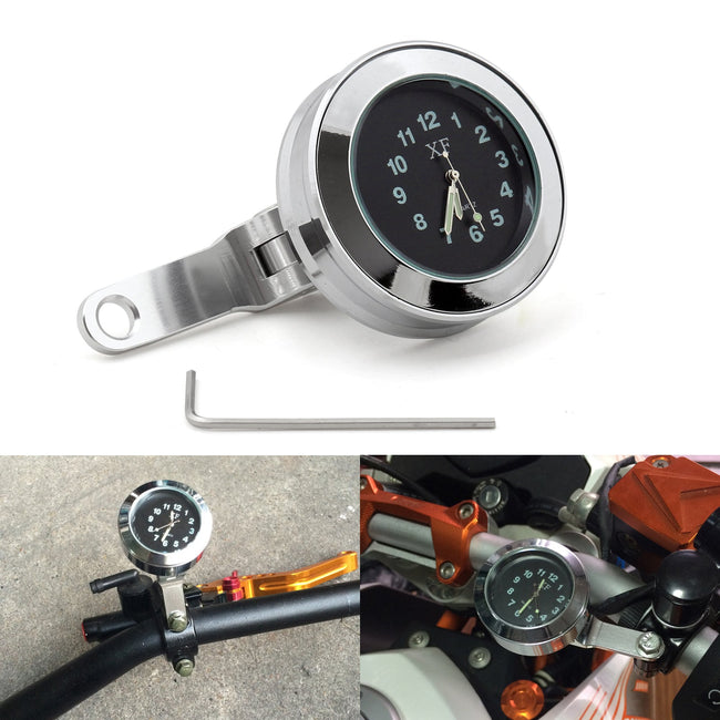 Moto Water Resistant Handlebar Brake Clutch Mount Clock Electroluminescent Face
