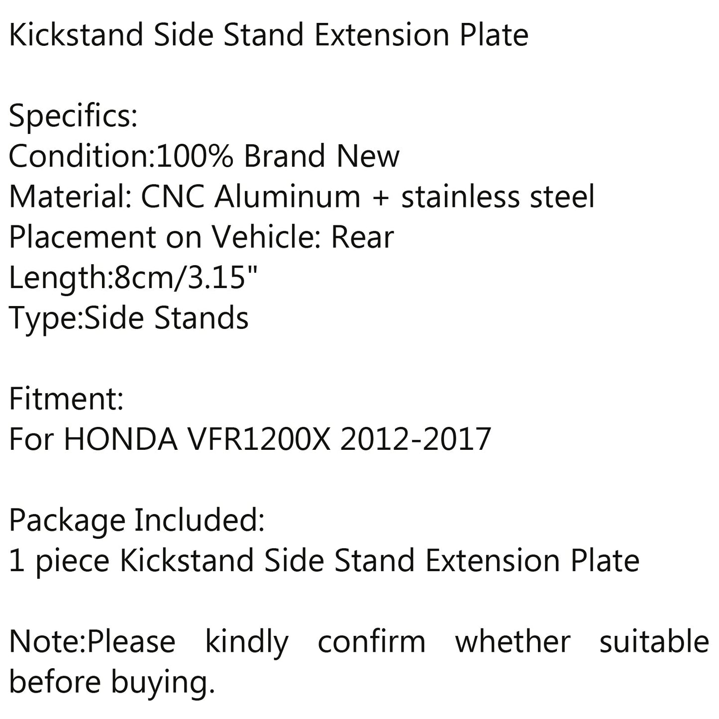 kickstand sidestand stand extension enlarger pad For HONDA VFR1200X 2012-2017