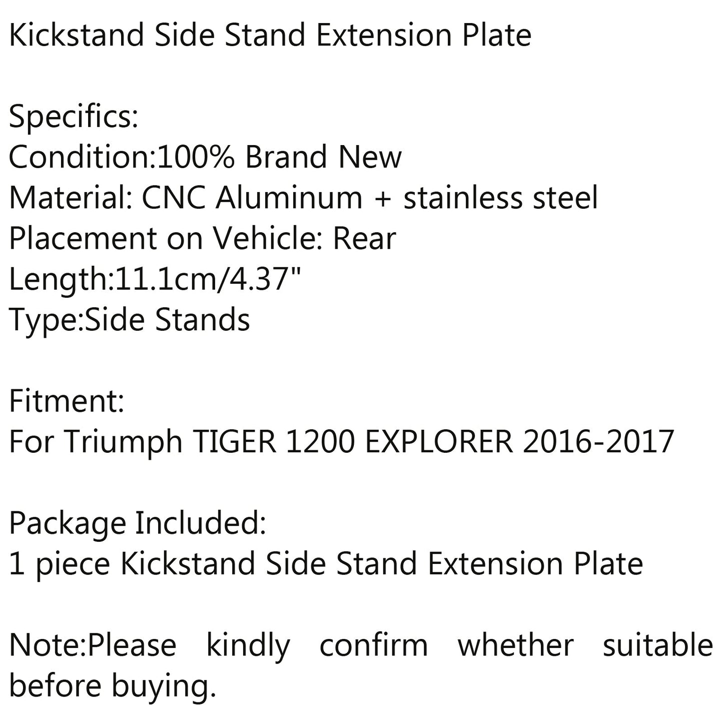 Explorer kickstand sidestand stand extension enlarger pad For Triumph Tiger 1200