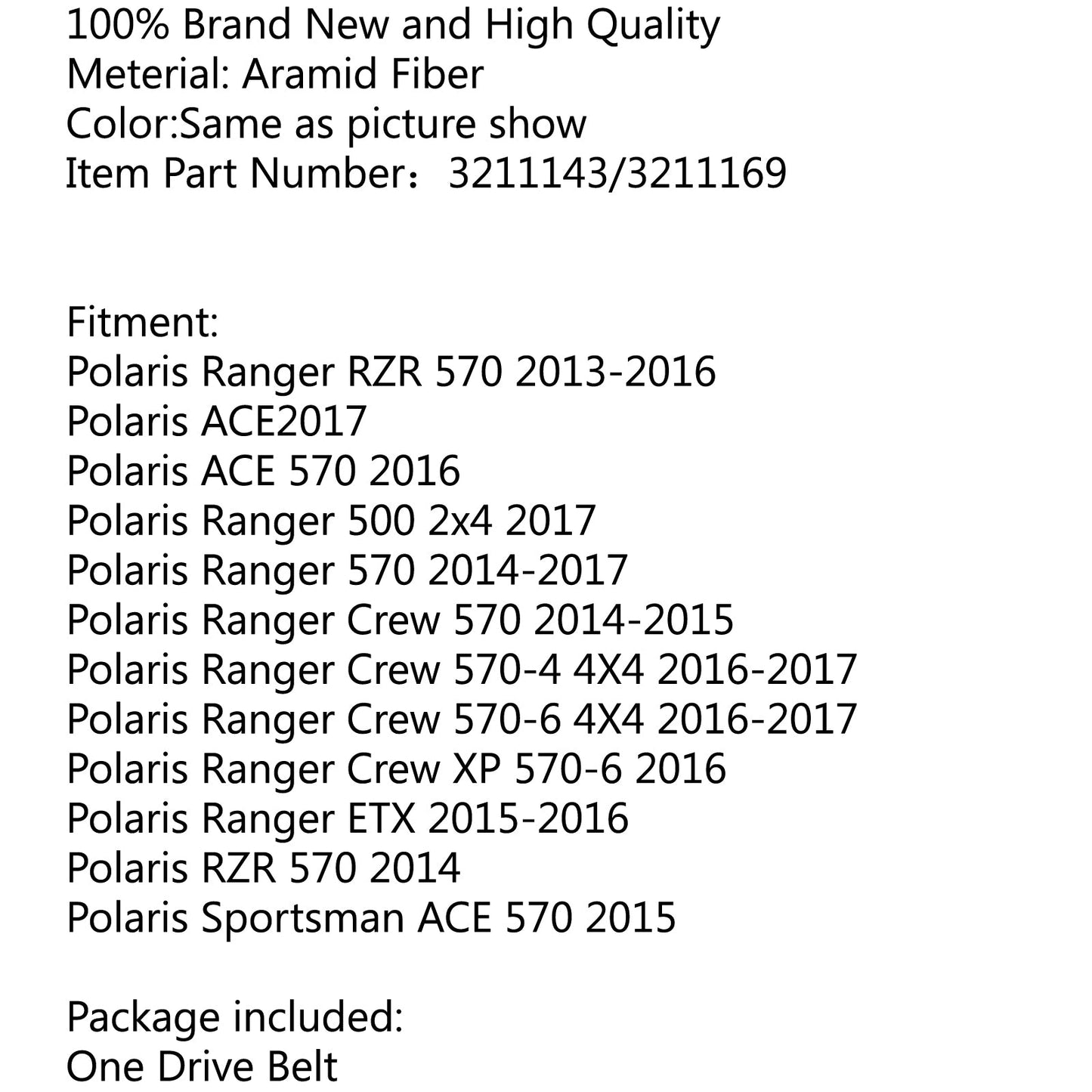 Drive Belt For Polaris Ranger RZR 570 13-16 ACE 570 Ranger 500 Crew XP RZR