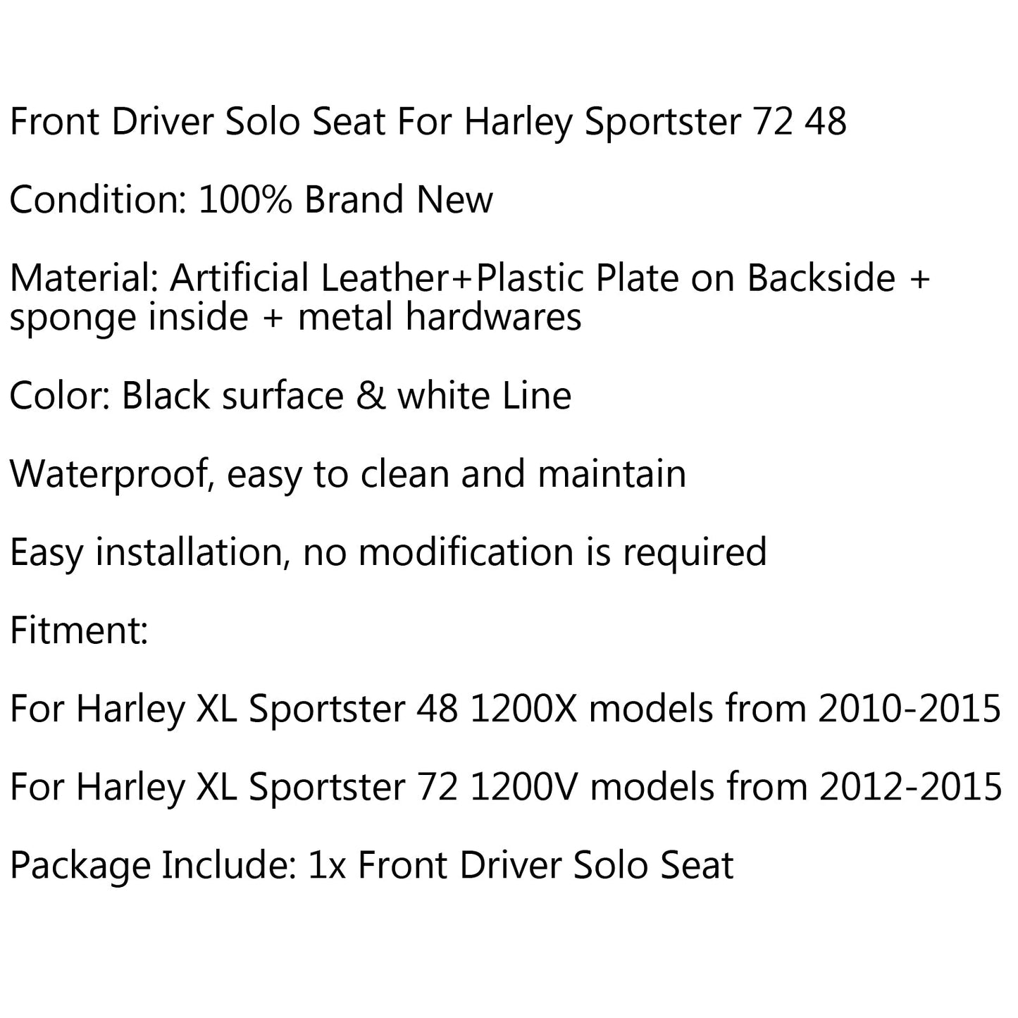 Moto Front Driver Solo Seat Cushion For Harley Sportster XL 1200 883 48 Generic