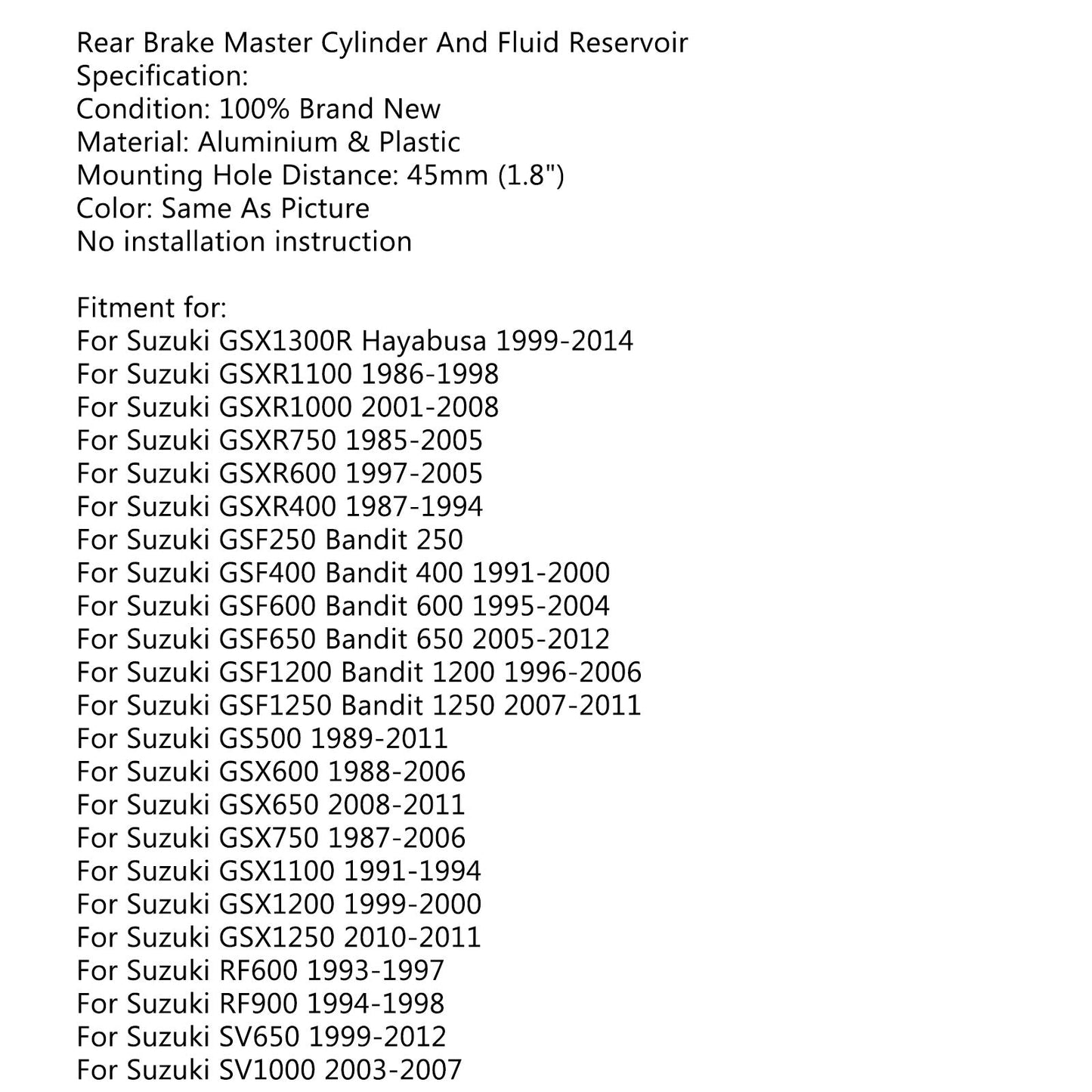 Rear Brake Master Cylinder Fluid Reservoir For Suzuki GSXR600/750 2001-2010