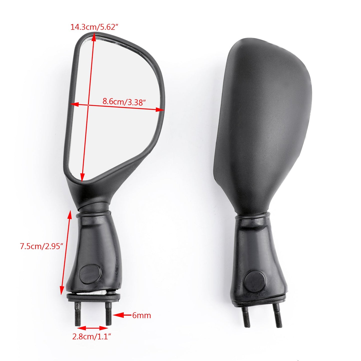 1998-2002 Kawasaki ZX6R 1998-2003 ZX9R ZX9 9R Mirrors Black