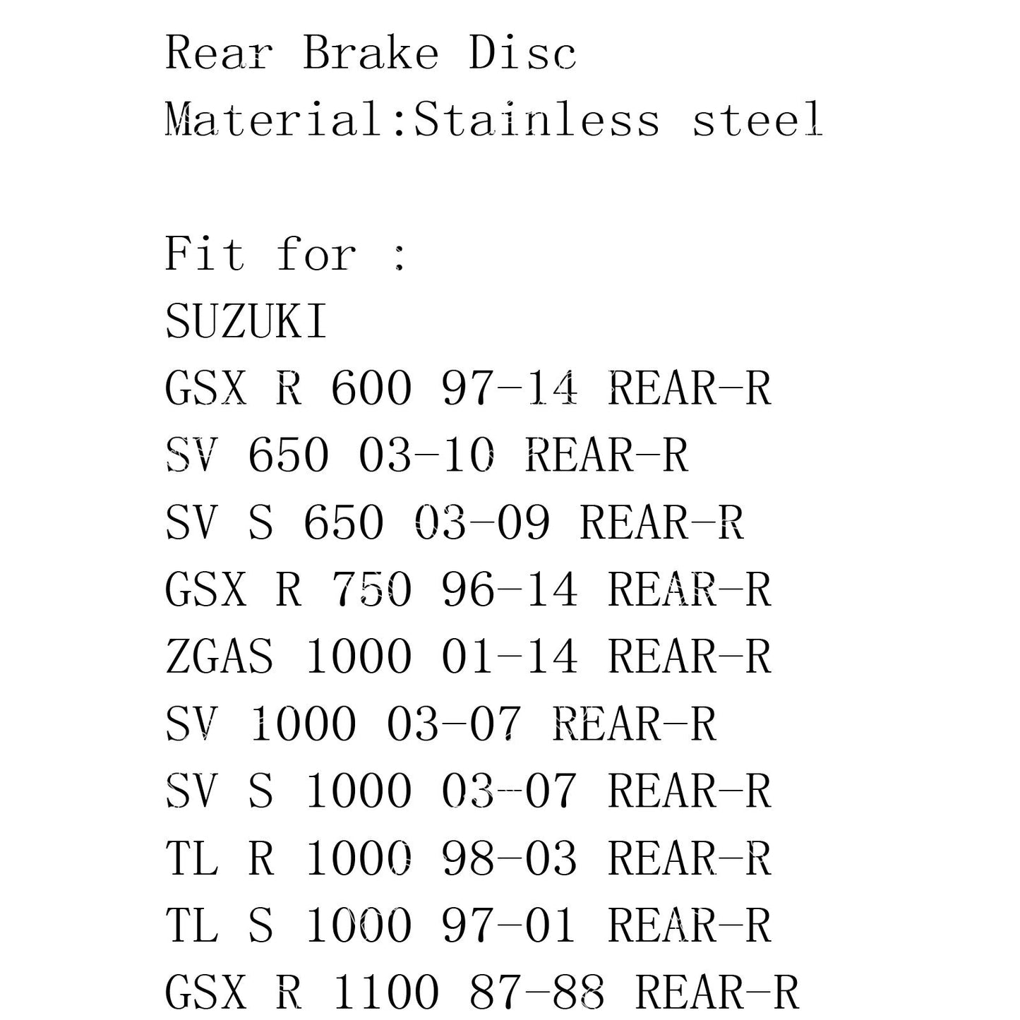 Rear Brake Rotor Disc Fit for Suzuki GSXR 600 GSX-R 750 97-15 GSXR1000 01-15