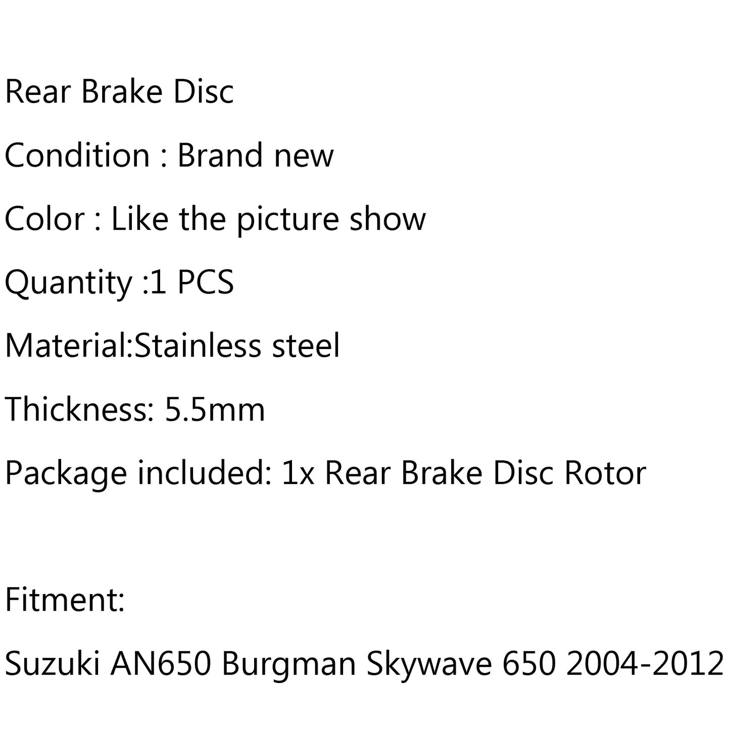 Rear Brake Rotor Disc Fit for Suzuki AN650 Burgman 650 Skywave 650 2004-2012