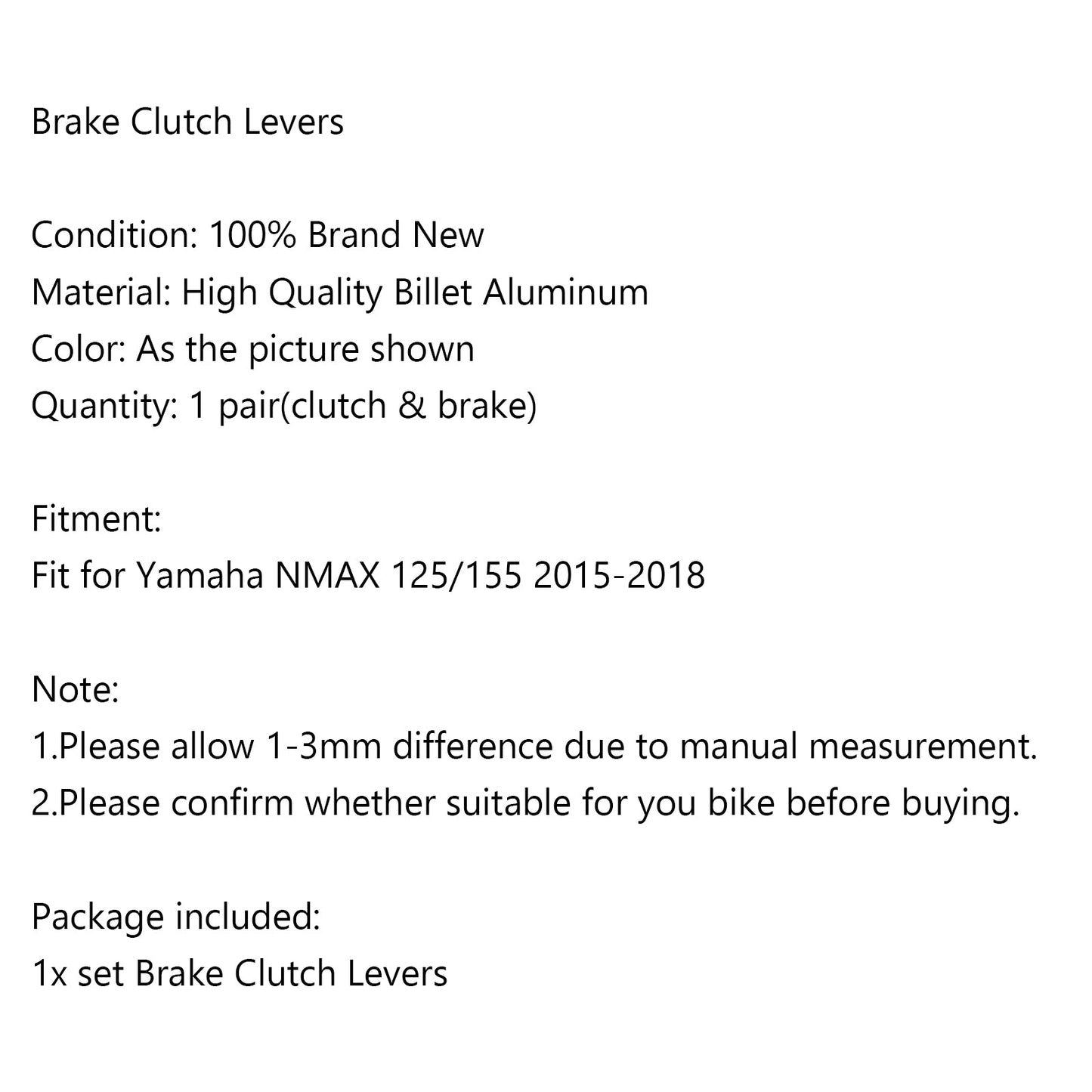 Left&Right Motorcycle Aluminum Brake Clutch Levers For NMAX 125/155 2015-2018 Generic