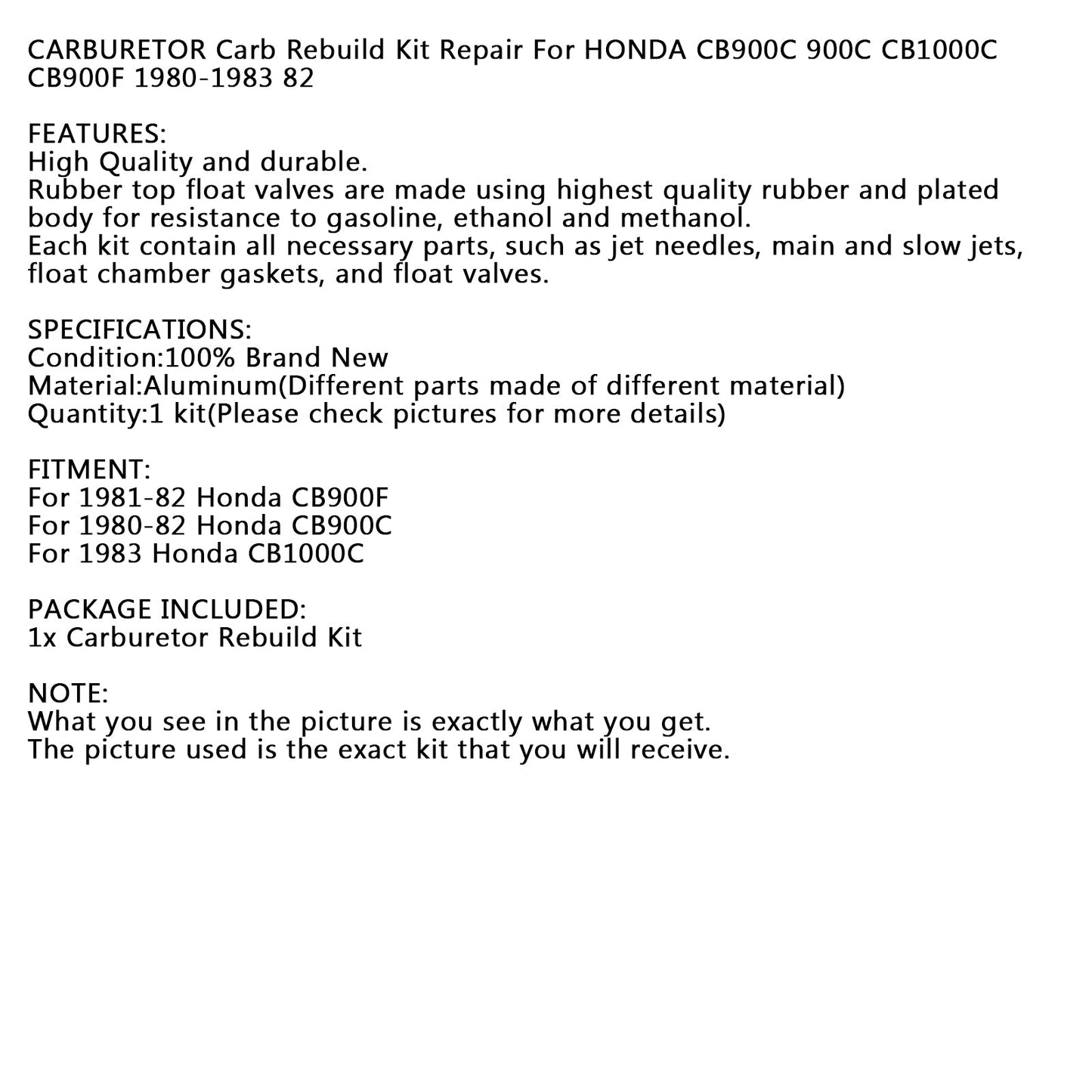 Carburetor Carb Rebuild Repair For HONDA CB900C 900C CB1000C CB900F 1980-1983 82