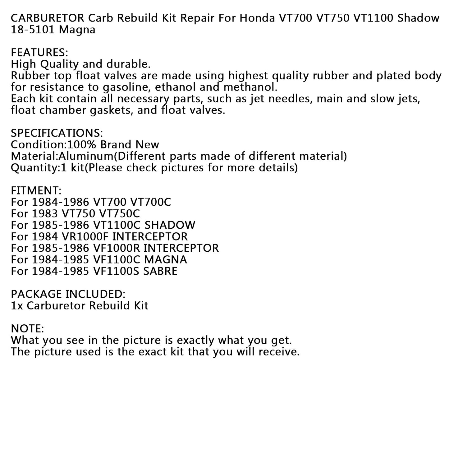 Carburetor Carb Rebuild Repair For Honda VT700 VT750 VT1100 Shadow 18-5101 Magna