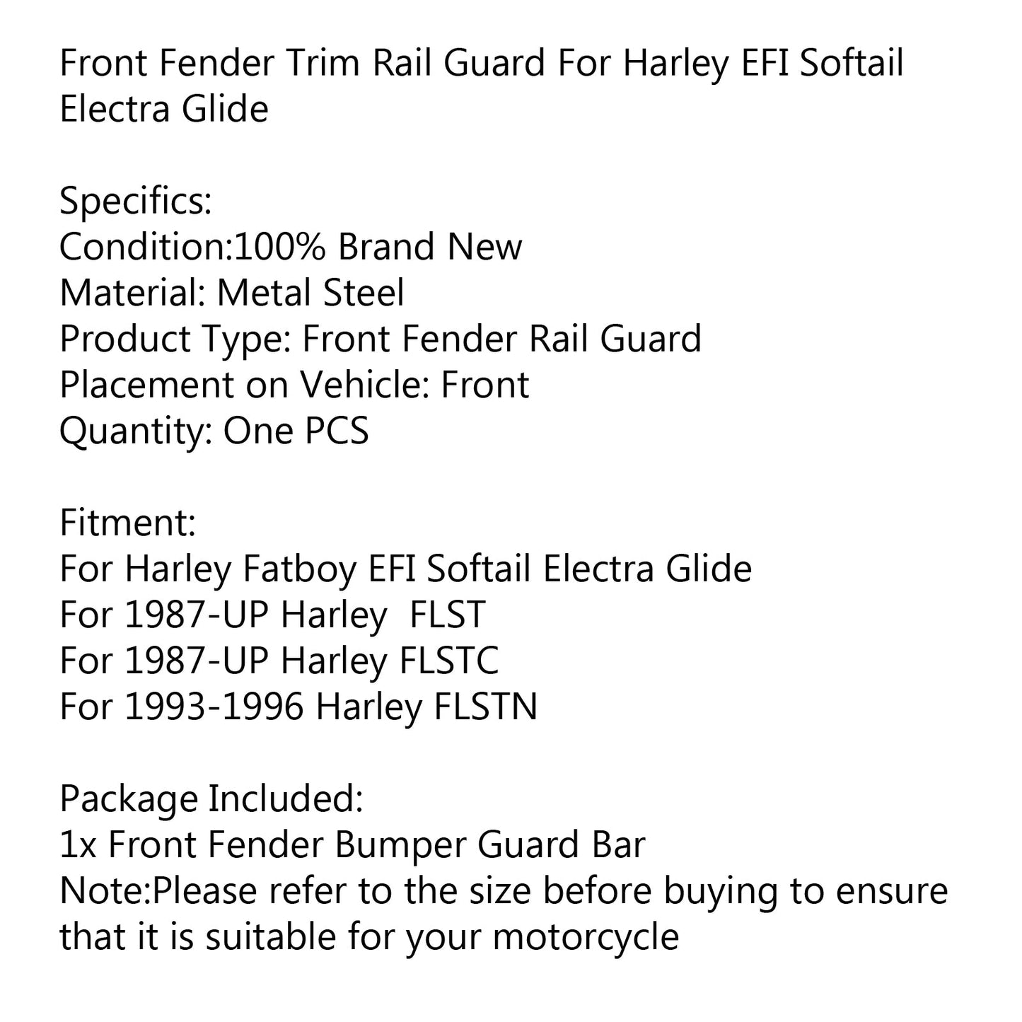 Front Fender Bumper Guard Bar For Fatboy EFI Softail Electra Glide