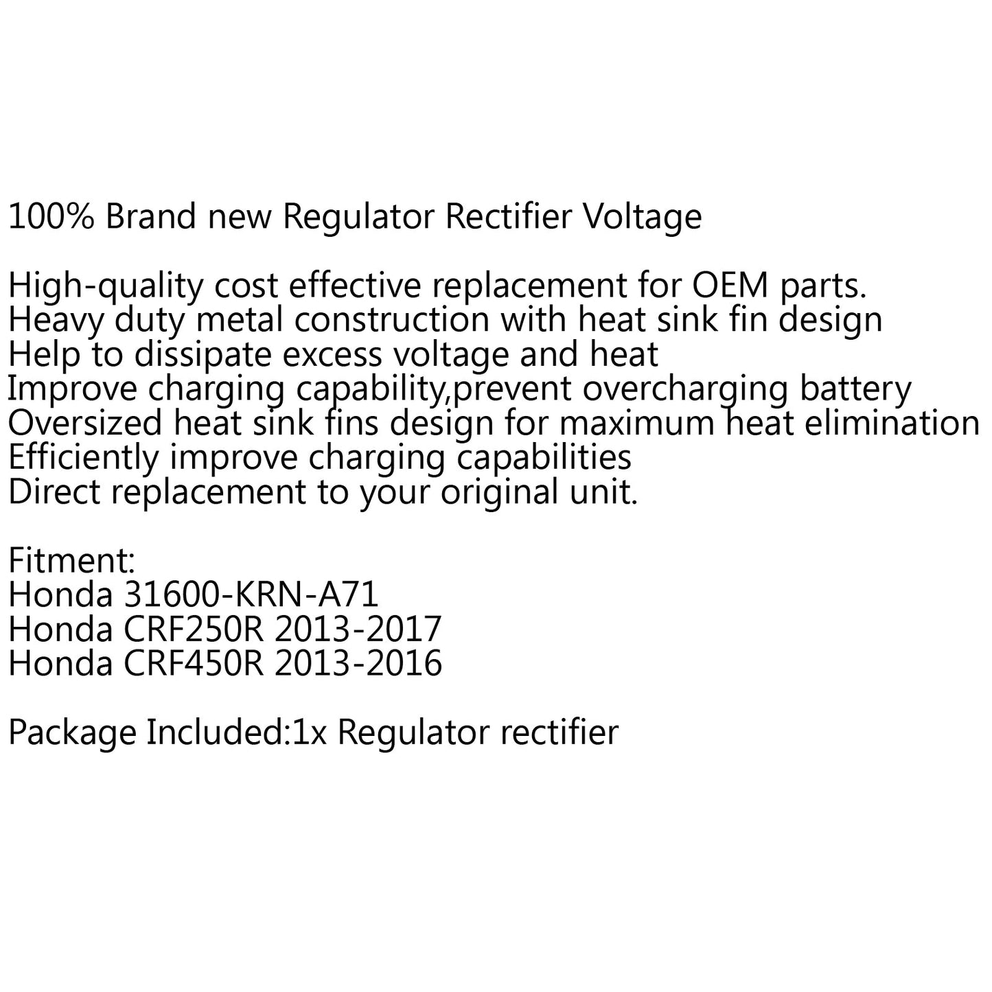Regulator Rectifier 31600-KRN-A71 For Honda CRF250R 13-17 Honda CRF450R 13-16