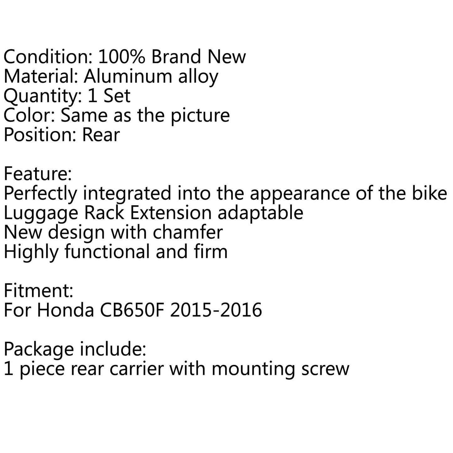 Luggage Rack Rear Carrier Plate kit For Honda CB650F CB 650F 2014-2019