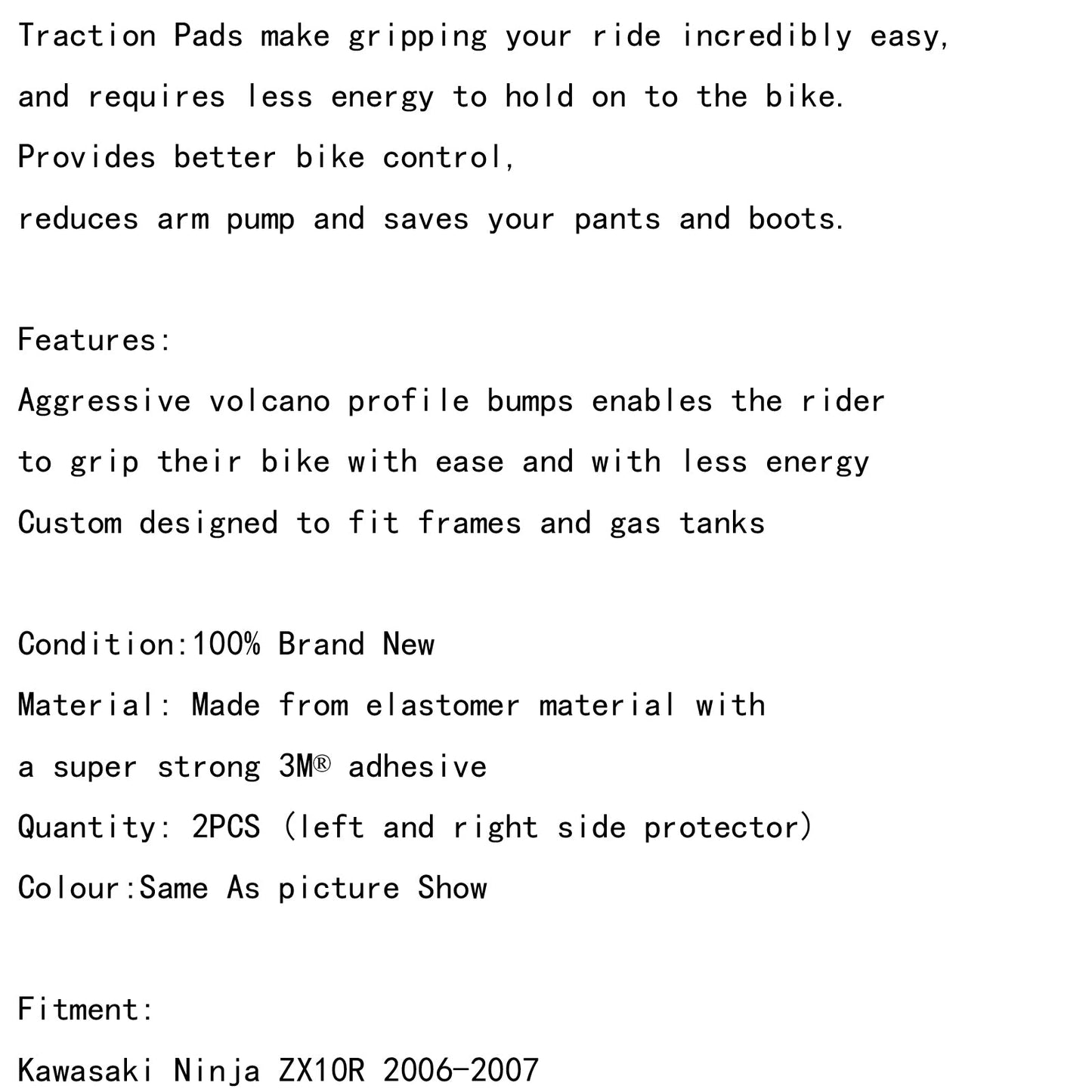 Tank Traction Pads Side Gas Knee Grip for Kawasaki ZX10R ZX1000 Ninja 2004-2007