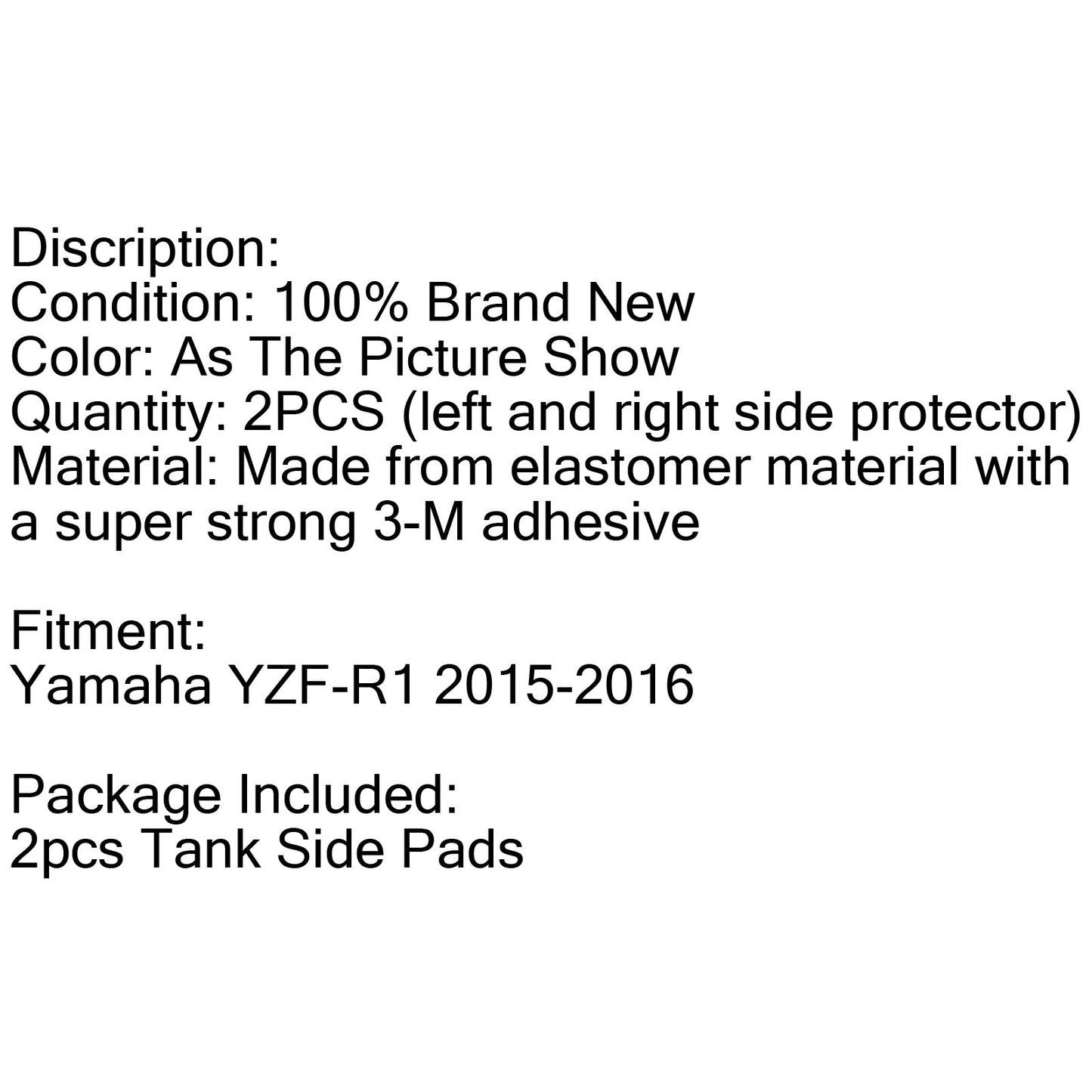 Side Tank Traction Grips Pads Protector Fit for Yamaha YZF R1 YZF-R1 2015-2016