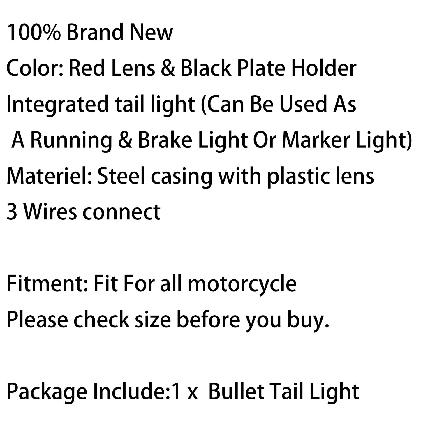 Motorcycle Brake Stop Rear Tail Light Taillight Indicator Signal Lamp Black