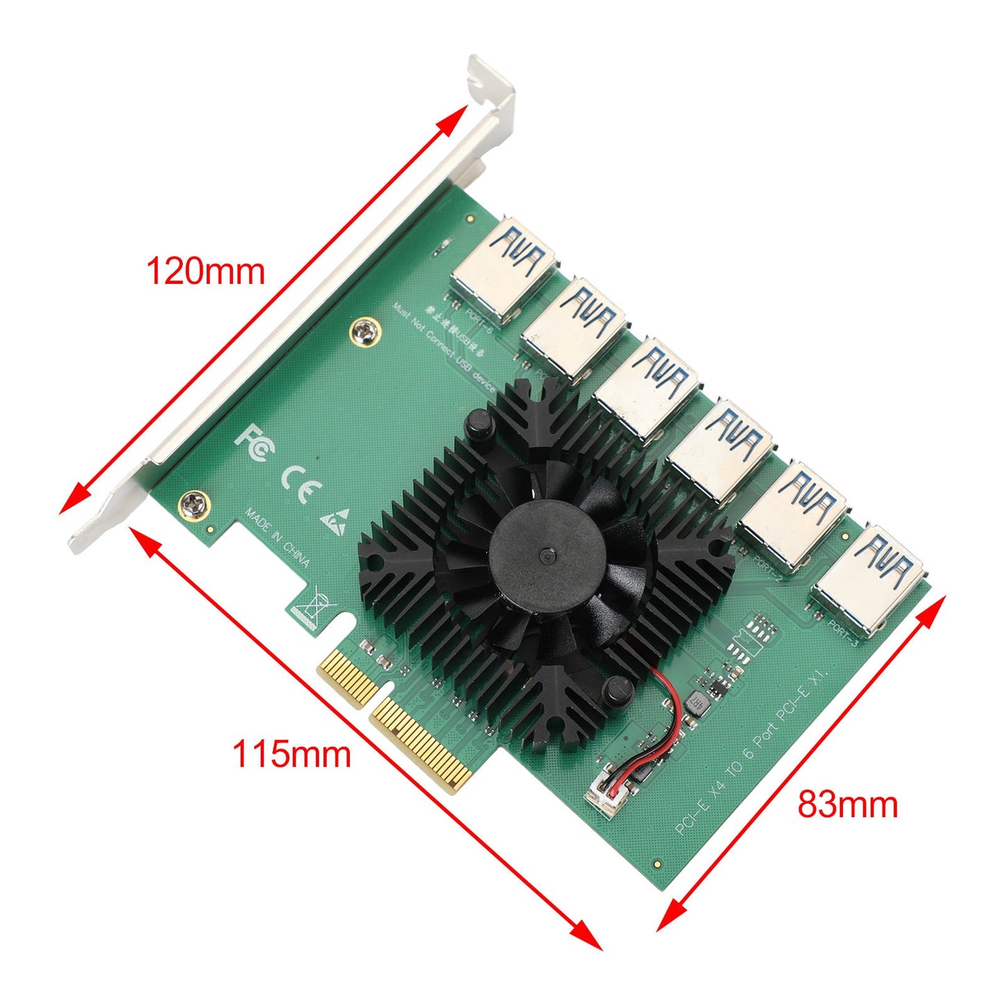 PCI-E 1 to 6 Riser Card USB 3.0 Adapter Multiplier Card fit for Bitcoin Mining