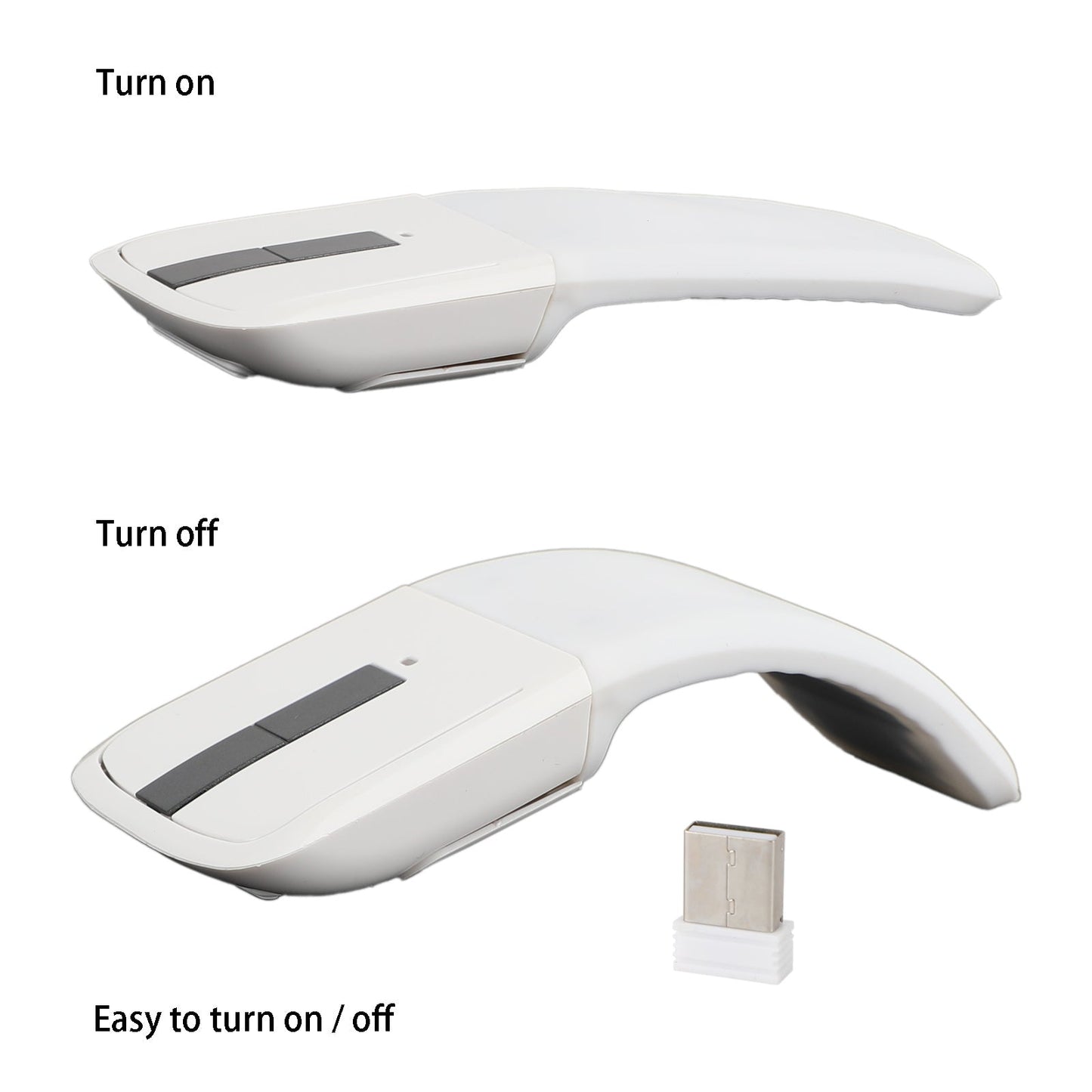 2.4Ghz Wireless Foldable Folding Arc Optical Mouse for Laptop Notebook Black