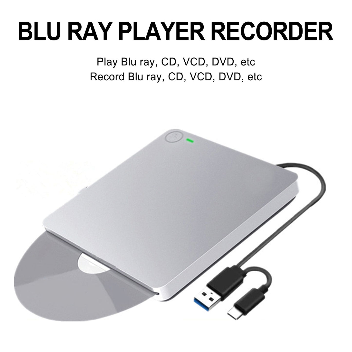 Genuine Bluray Burner External USB 3.0 Player DVD CD BD Recorder Drive Silver