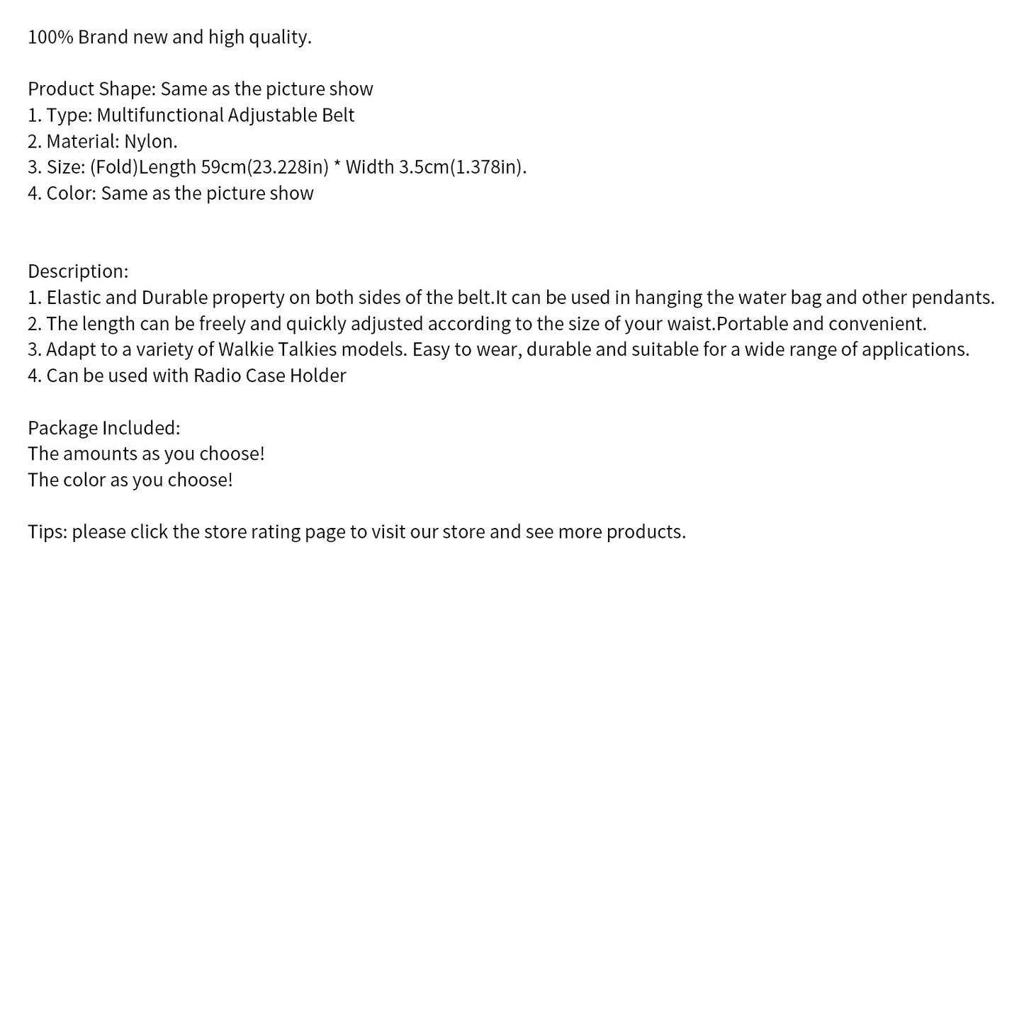 2PCS Multifunctional Adjustable Walkie Talkie Nylon Waist Outdoor Belt Black