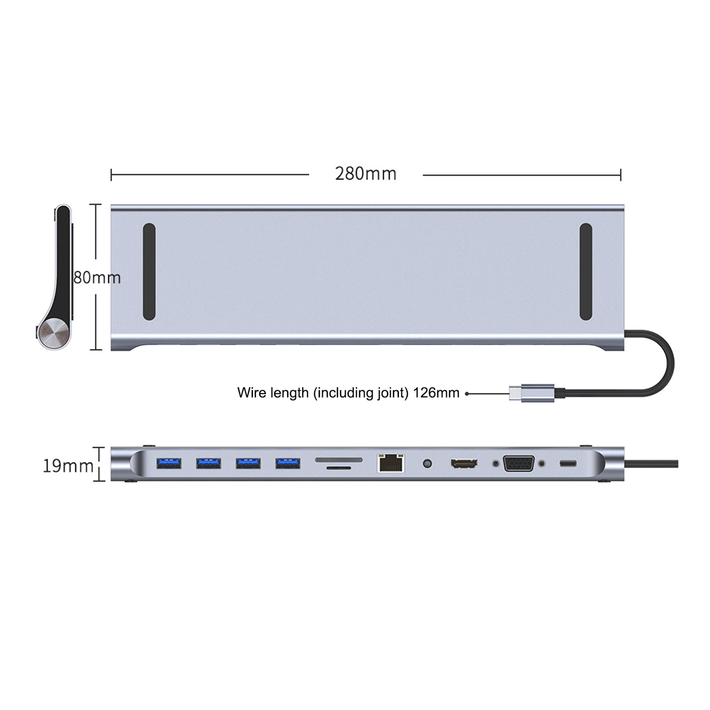11 in 1 USB-C Type C HD PD 100W 4K USB 3.0 HD Adapter HUB Multi-function Dock