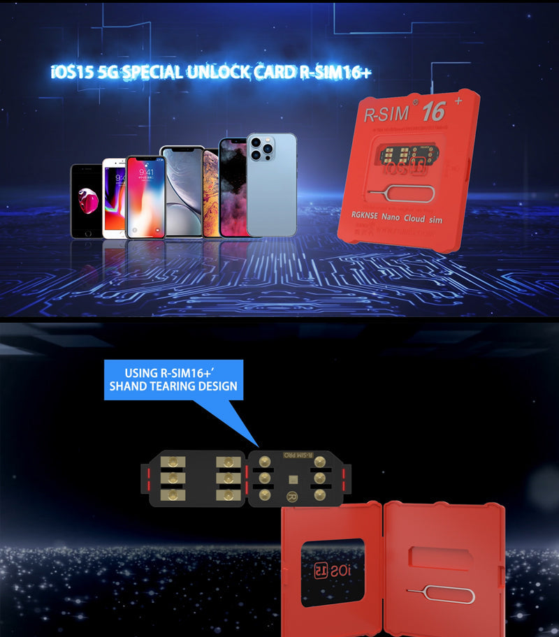 R-SIM 16+ Nano Unlock RSIM Card Fit for iPhone 13 12 mini 12 Pro XS MAX 8 IOS 15