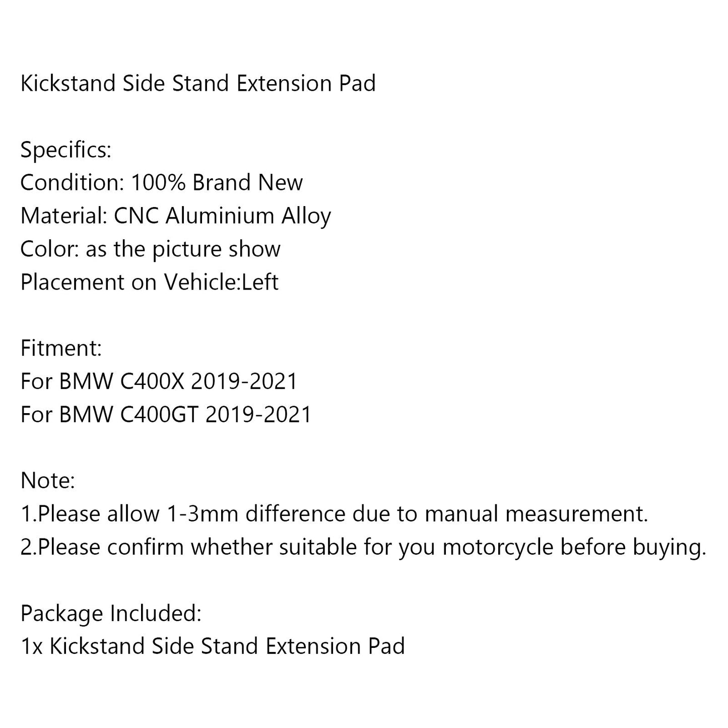 Kickstand Sidestand Enlarge Plate Pad for BMW C400X C400GT 2019 2020 2021